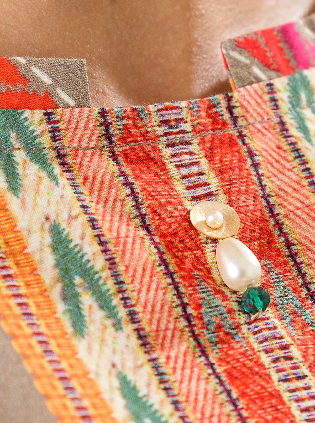 1 PIECE - PRINTED LAWN SHIRT - TRIBAL TAUPE