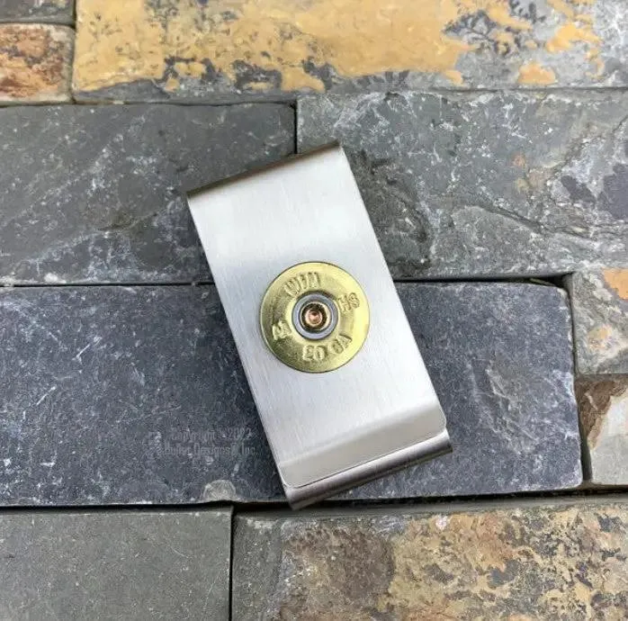 12 Gauge Shotgun Double Sided Money Clip, 20 Gauge, Custom Engraved