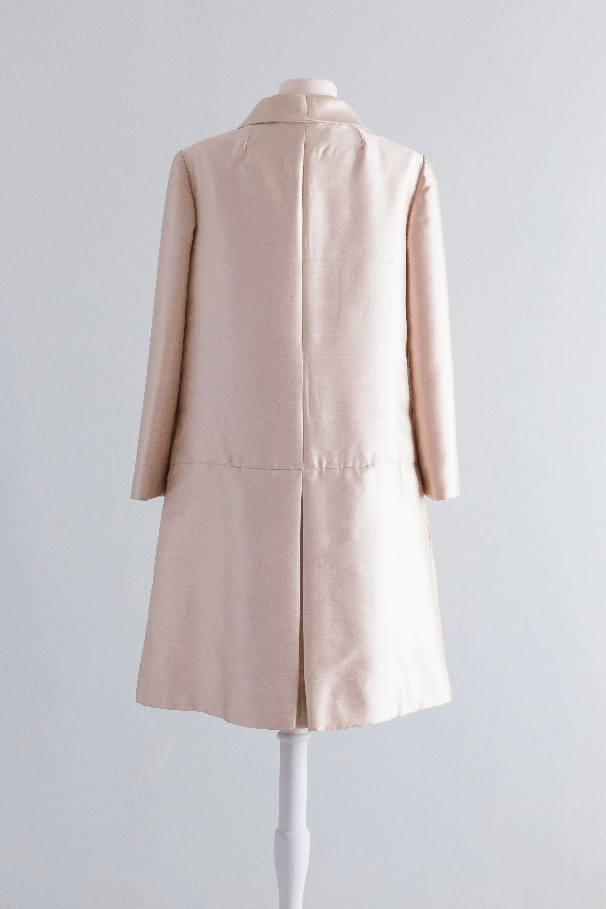 1960's Champagne Silk Evening Coat From Saks Fifth Avenue / ML