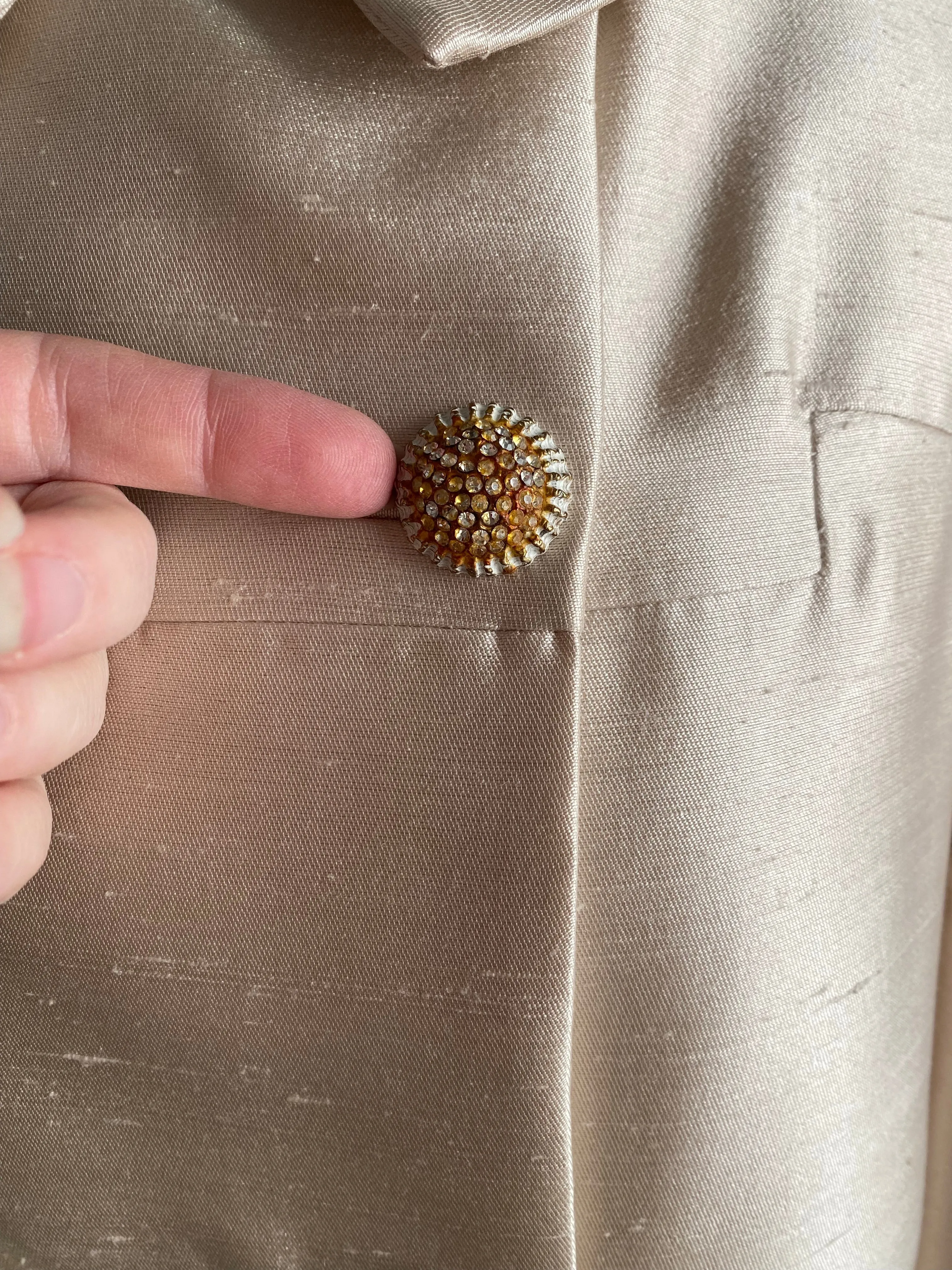 1960's Champagne Silk Evening Coat From Saks Fifth Avenue / ML