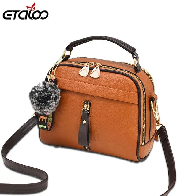 2018 Fashion Women Handbag Pu Leather Women Messenger Bags With Ball Toy Female Shoulder Bags
