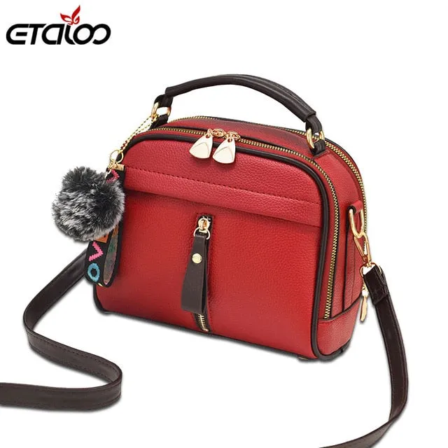 2018 Fashion Women Handbag Pu Leather Women Messenger Bags With Ball Toy Female Shoulder Bags