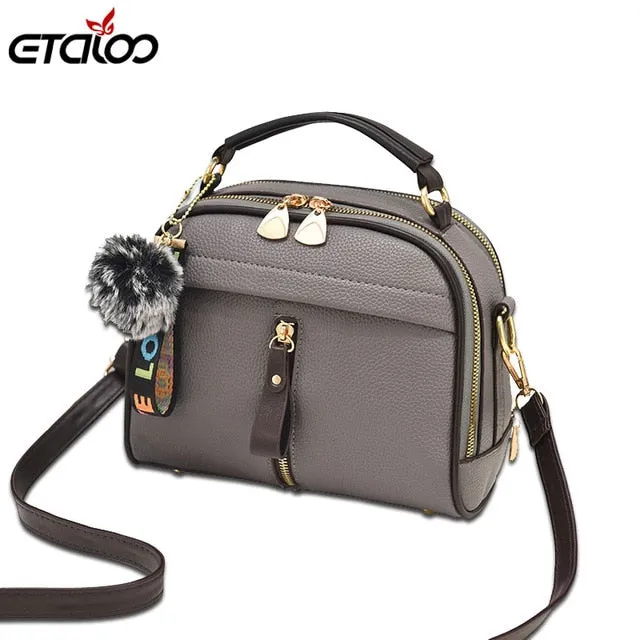 2018 Fashion Women Handbag Pu Leather Women Messenger Bags With Ball Toy Female Shoulder Bags