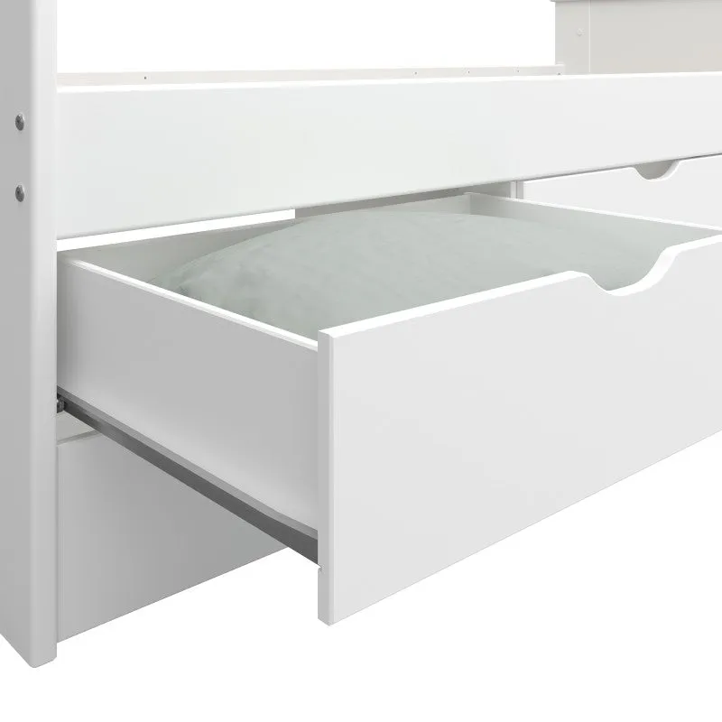 Alba White 6 Drawers Wooden Single Bed