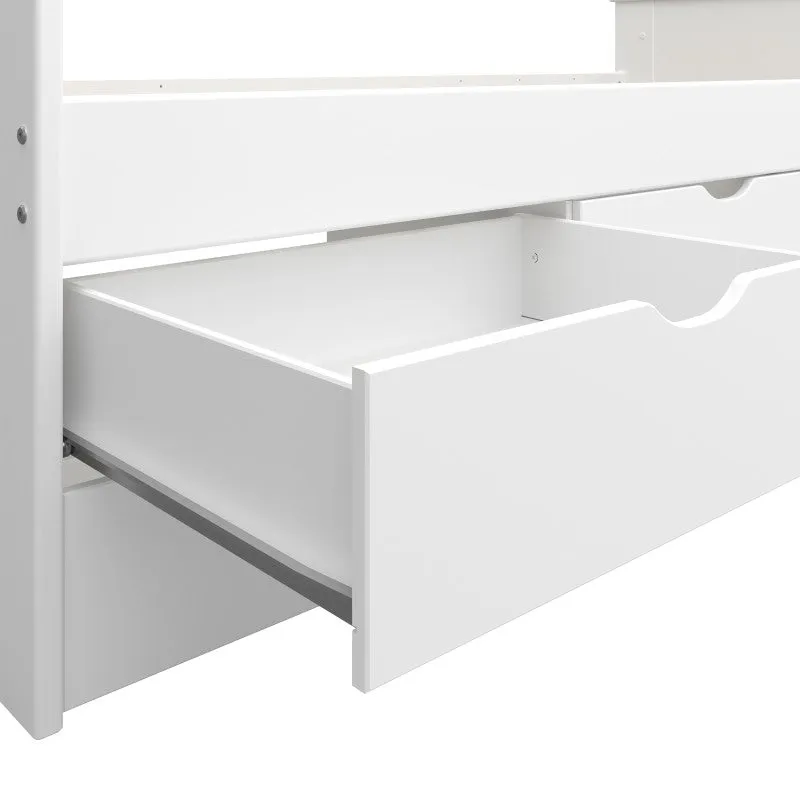Alba White 6 Drawers Wooden Single Bed