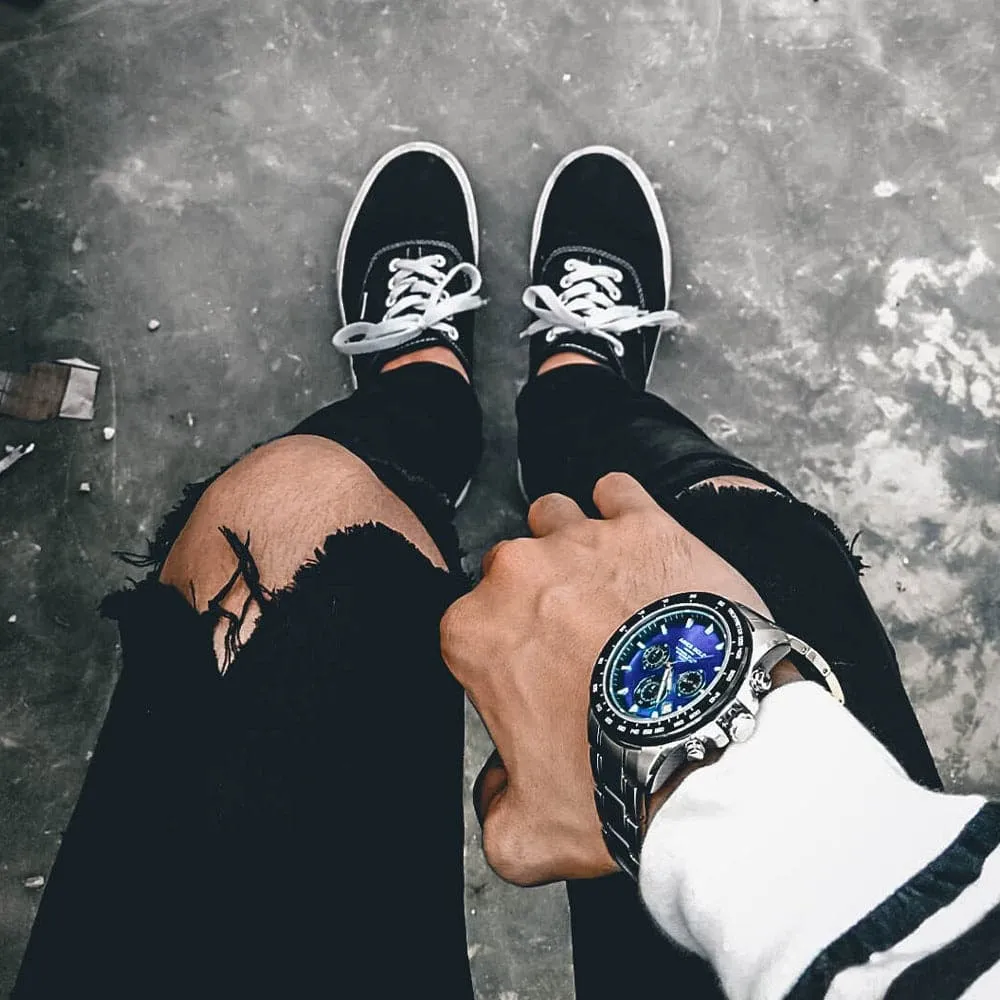 ARIES GOLD DRIFTER CHRONOGRAPH SILVER STAINLESS STEEL BLUE DIAL G 7001 SBK-BU MEN'S WATCH