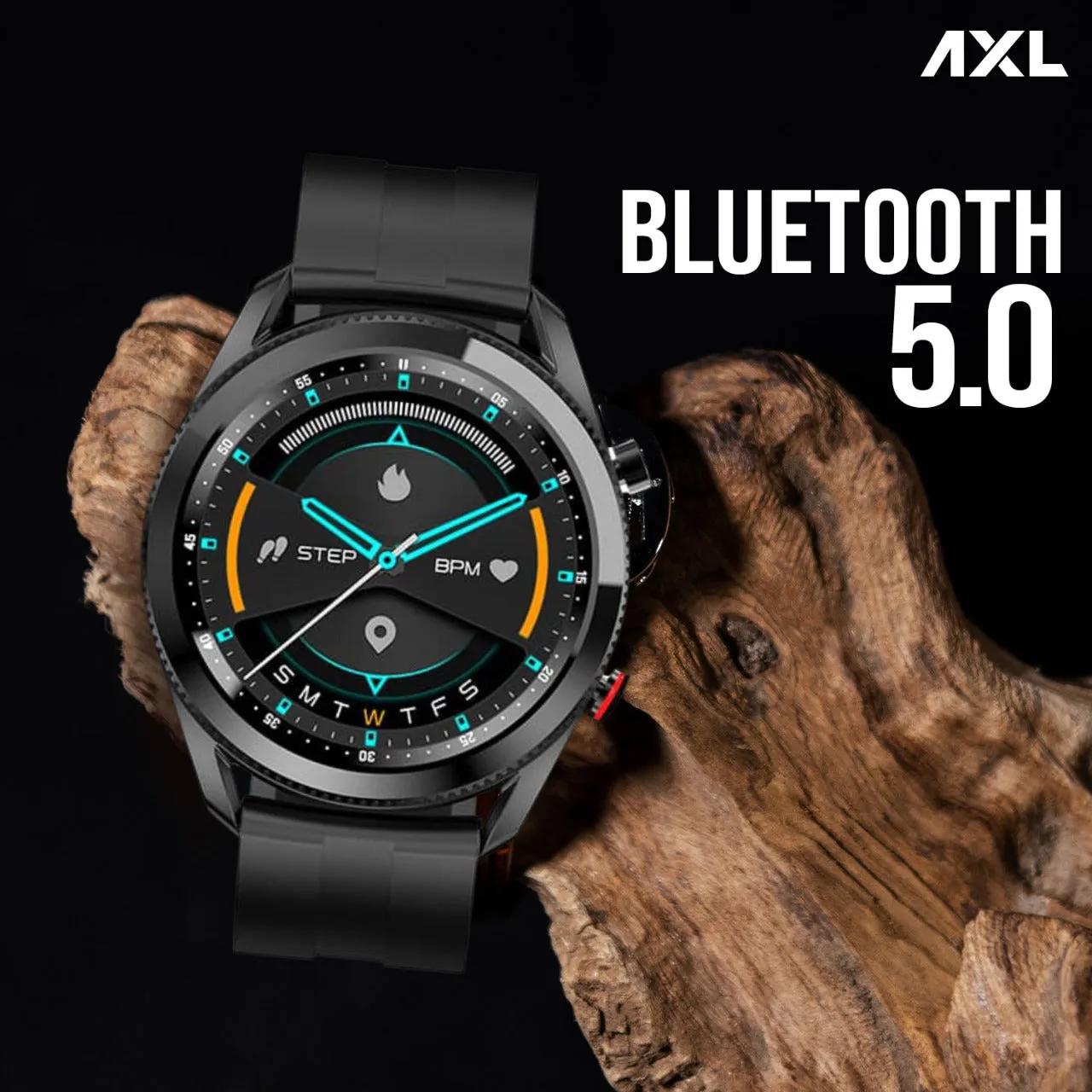 AXL Rider 1.28" Smart Watch with Call Function, Bluetooth Calling, Multi Sports Modes, Spo2 & Heart Rate Monitoring, Waterproof- Jet Black