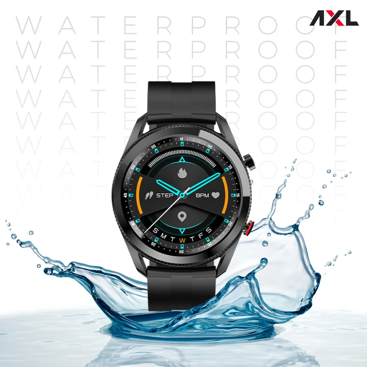 AXL Rider 1.28" Smart Watch with Call Function, Bluetooth Calling, Multi Sports Modes, Spo2 & Heart Rate Monitoring, Waterproof- Jet Black