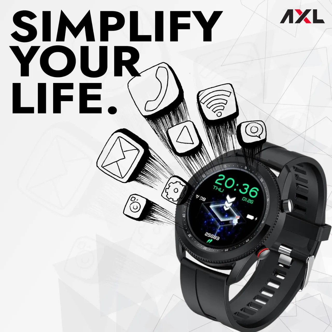 AXL Rider 1.28" Smart Watch with Call Function, Bluetooth Calling, Multi Sports Modes, Spo2 & Heart Rate Monitoring, Waterproof- Jet Black