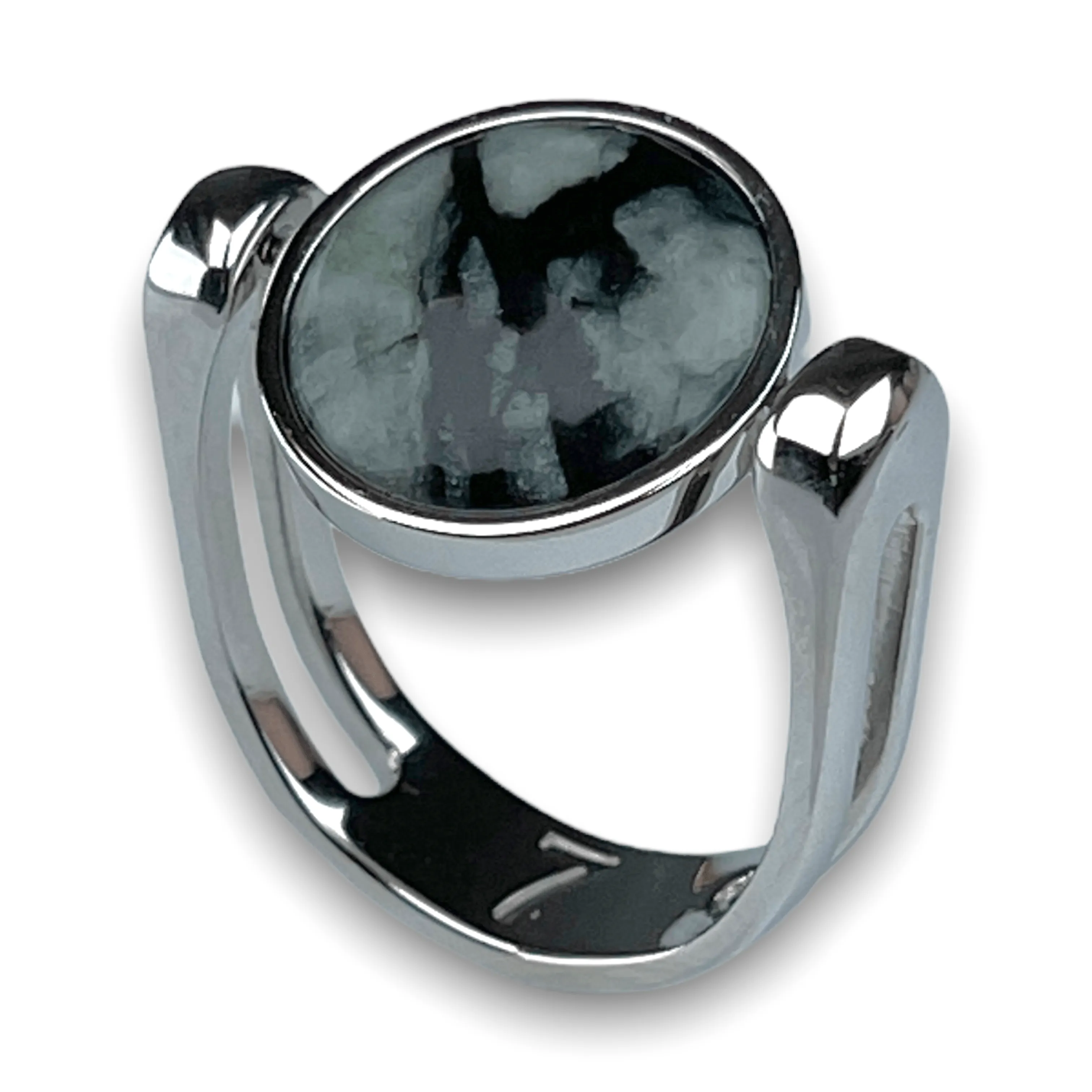Black Picasso Crystal Fidget Ring