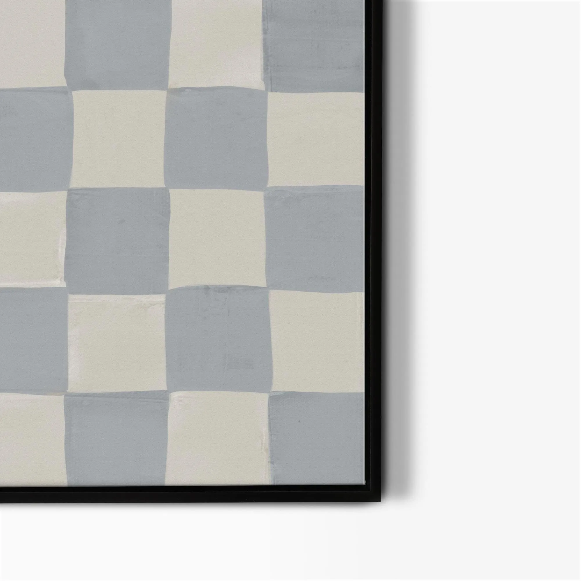 Blue Checkerboard Framed Canvas Art