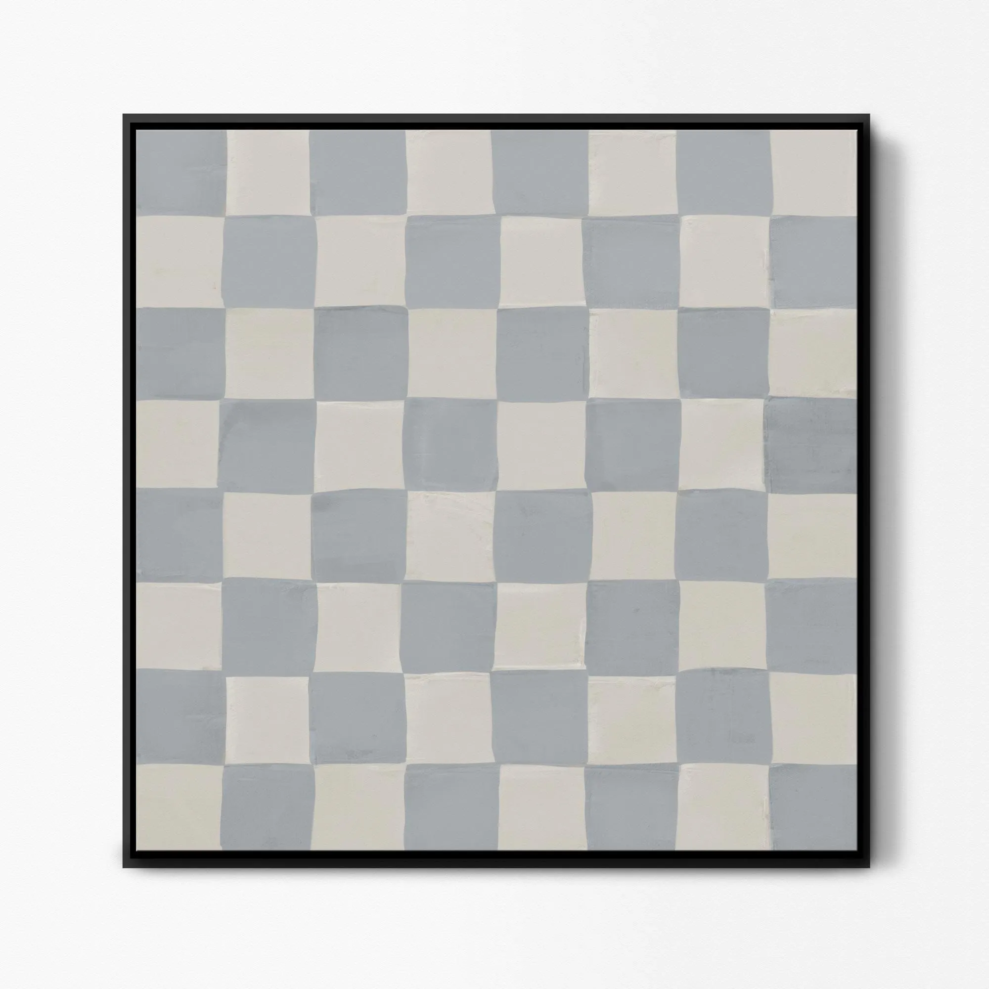 Blue Checkerboard Framed Canvas Art