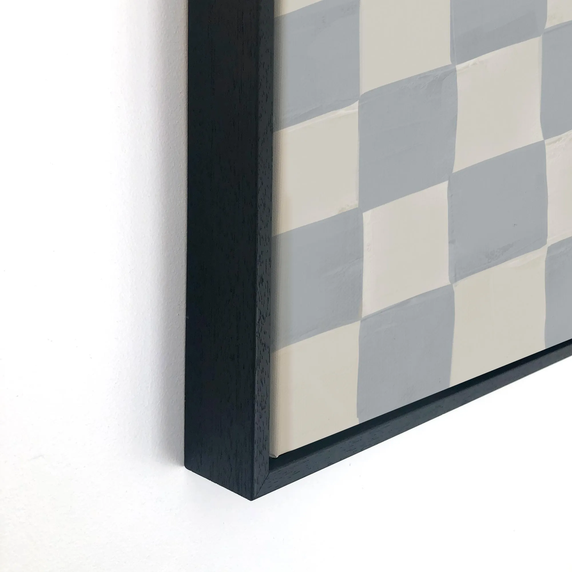 Blue Checkerboard Framed Canvas Art