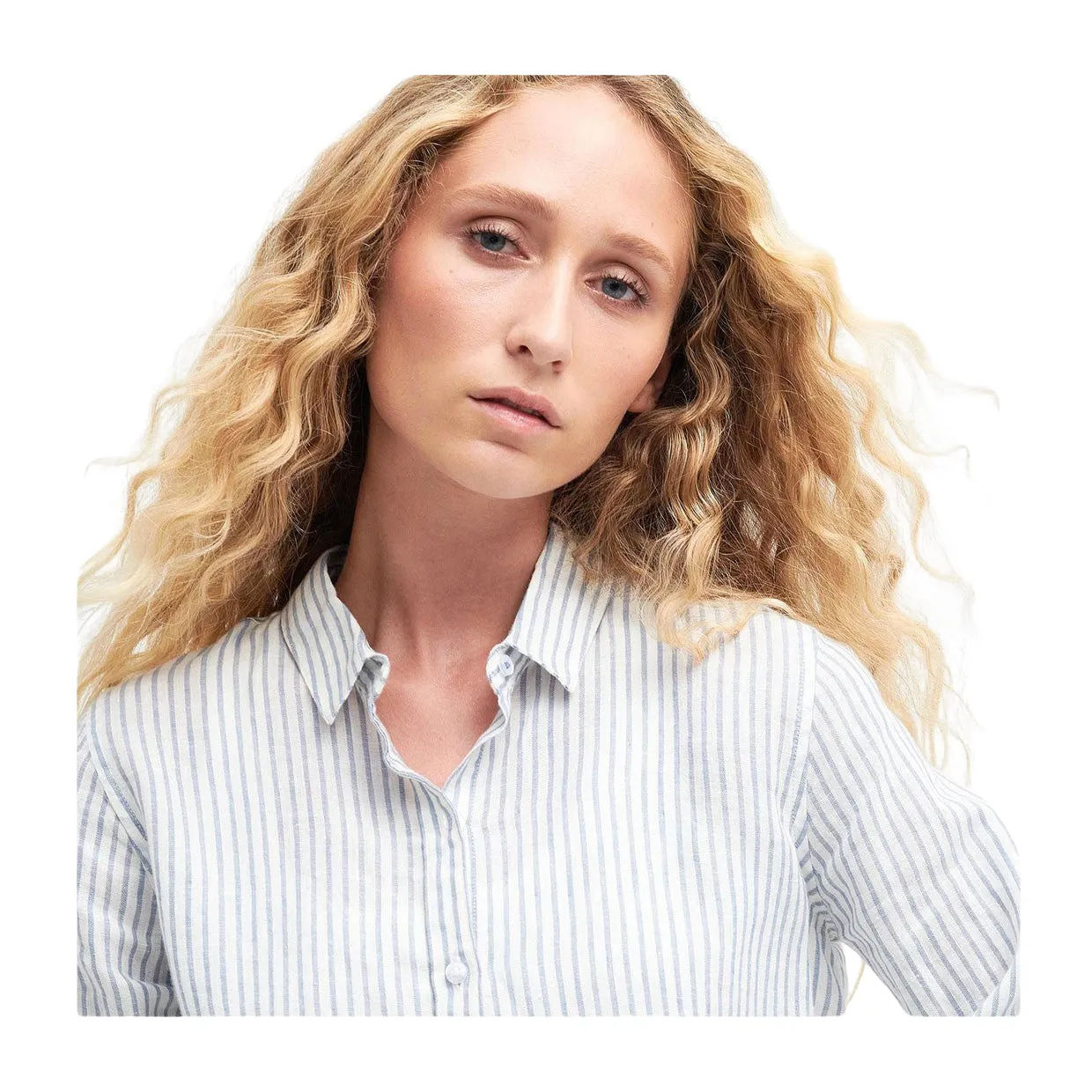 Camicia Donna Barbour Marine Righe Bianco / Celeste