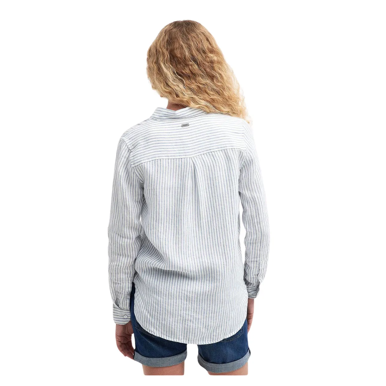Camicia Donna Barbour Marine Righe Bianco / Celeste
