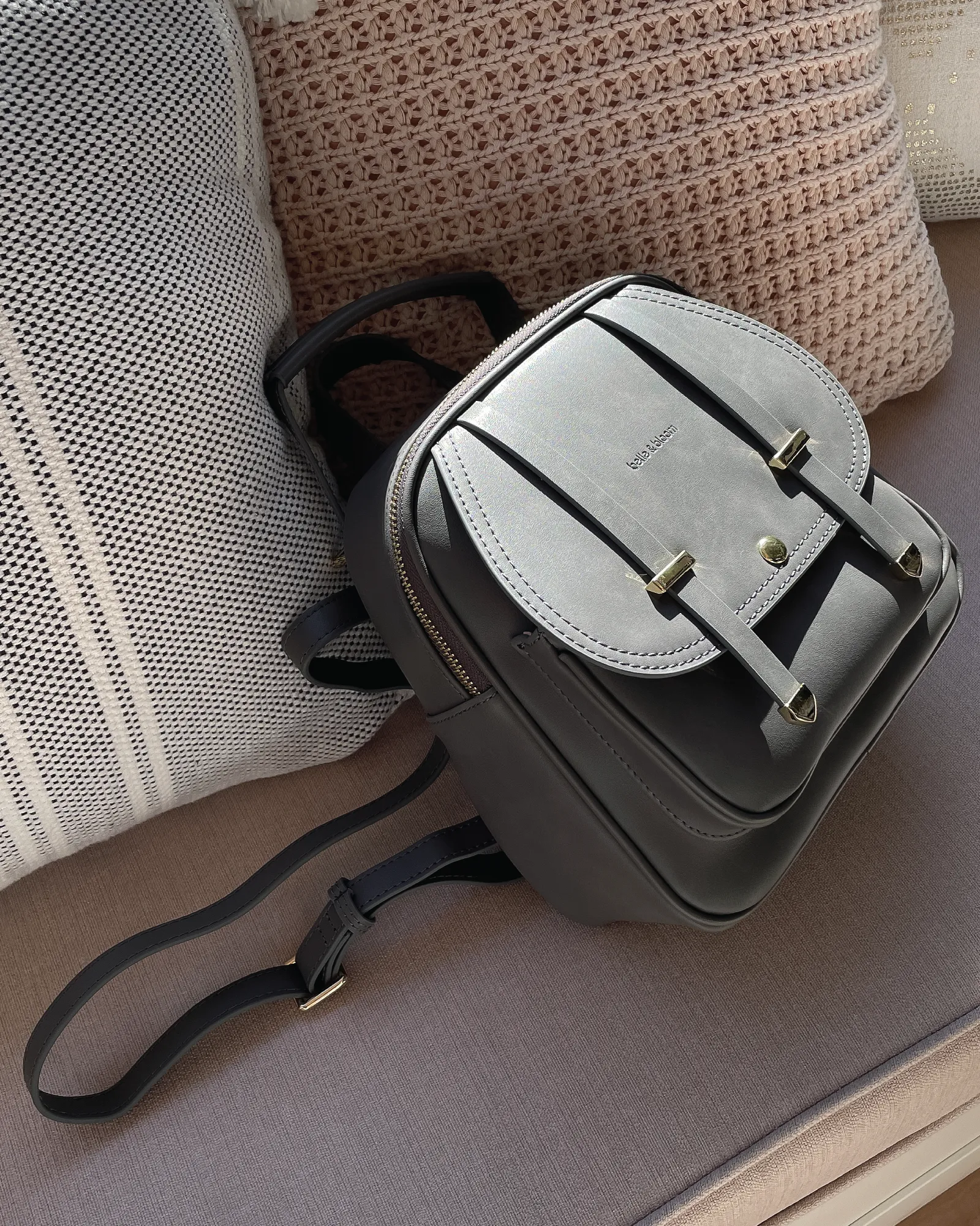 Camila Leather Backpack - Ash