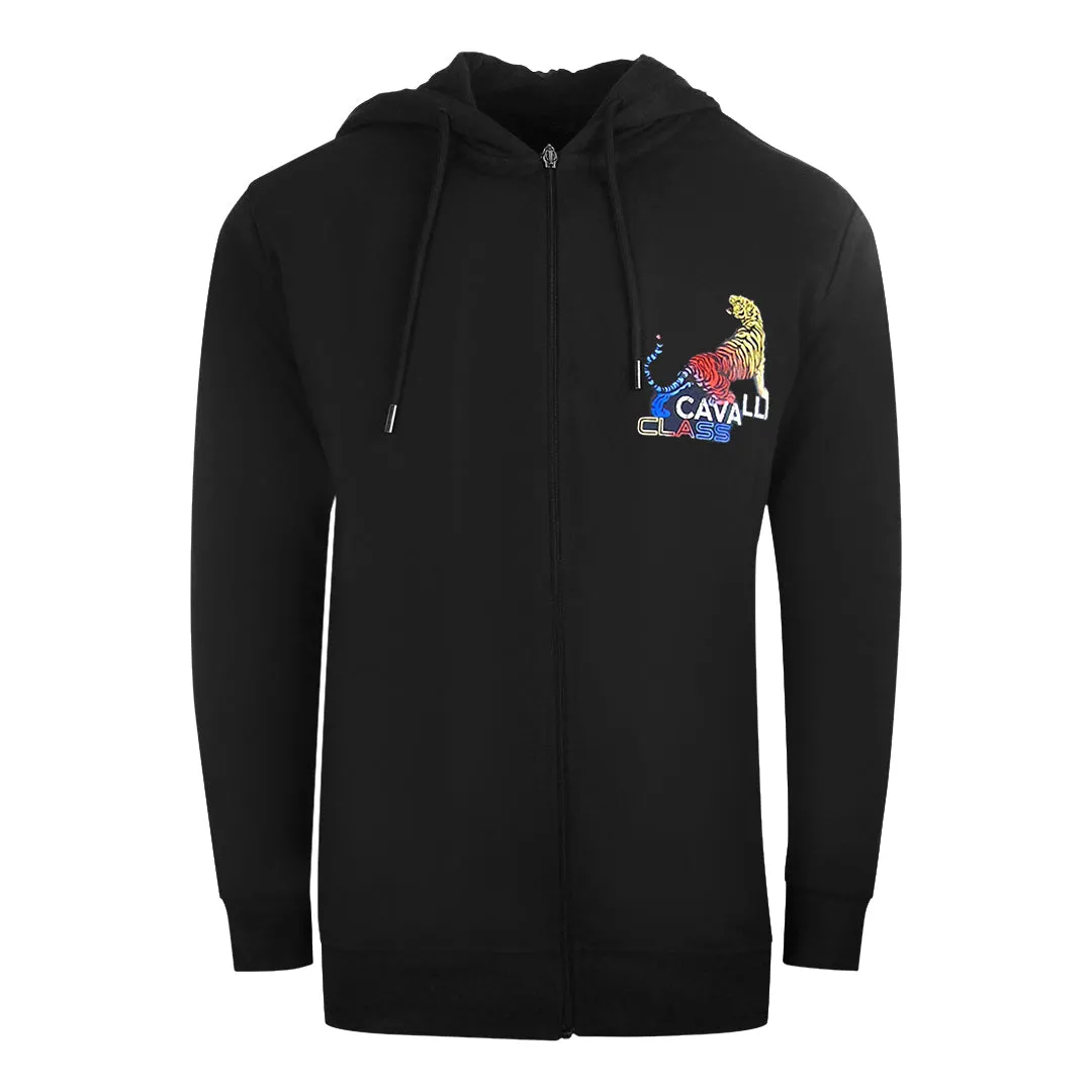 Cavalli Class Bold Tiger Logo Black Zip-Up Hoodie
