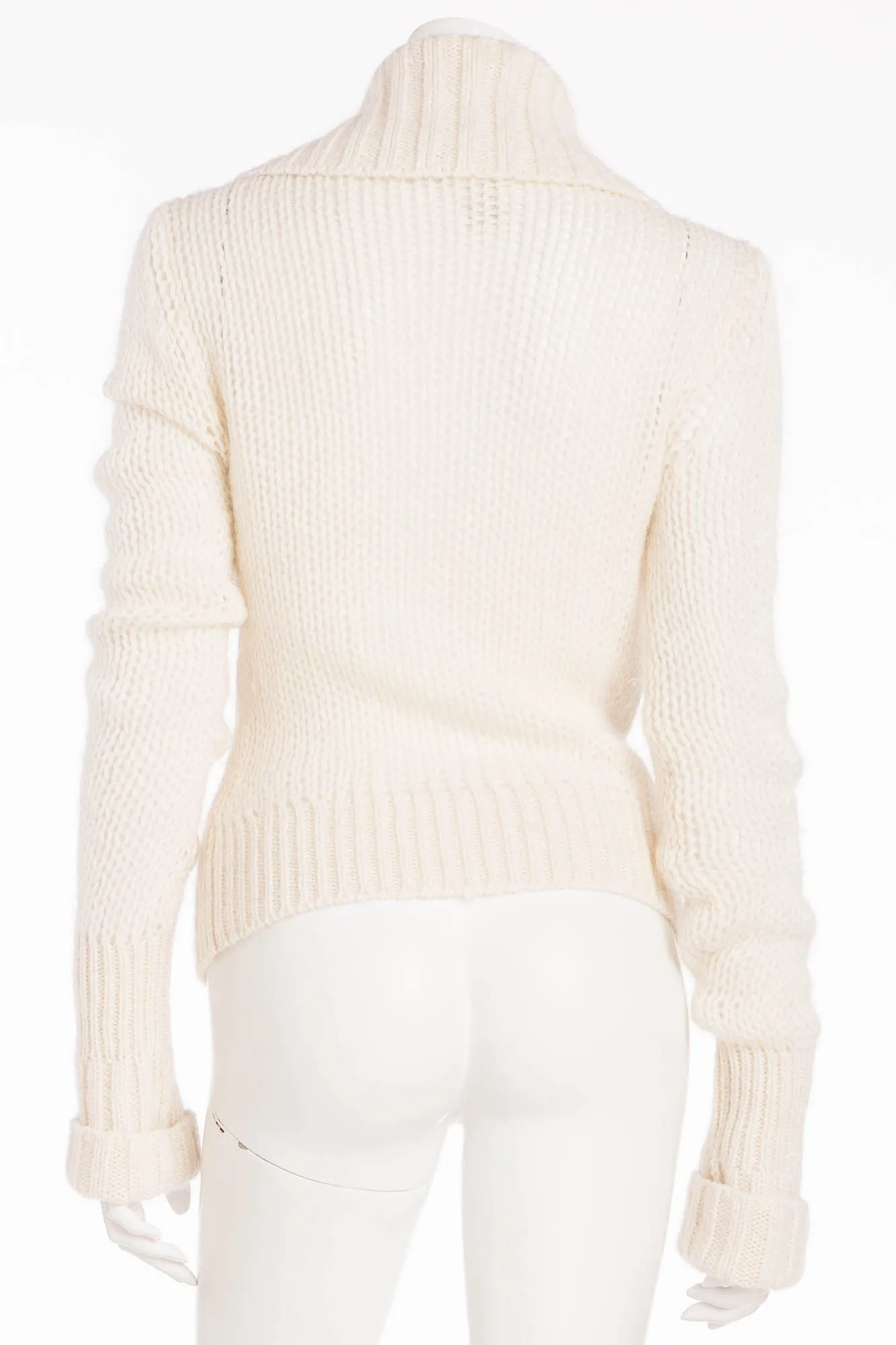 Celine - White Knit Zip Up Sweater - M