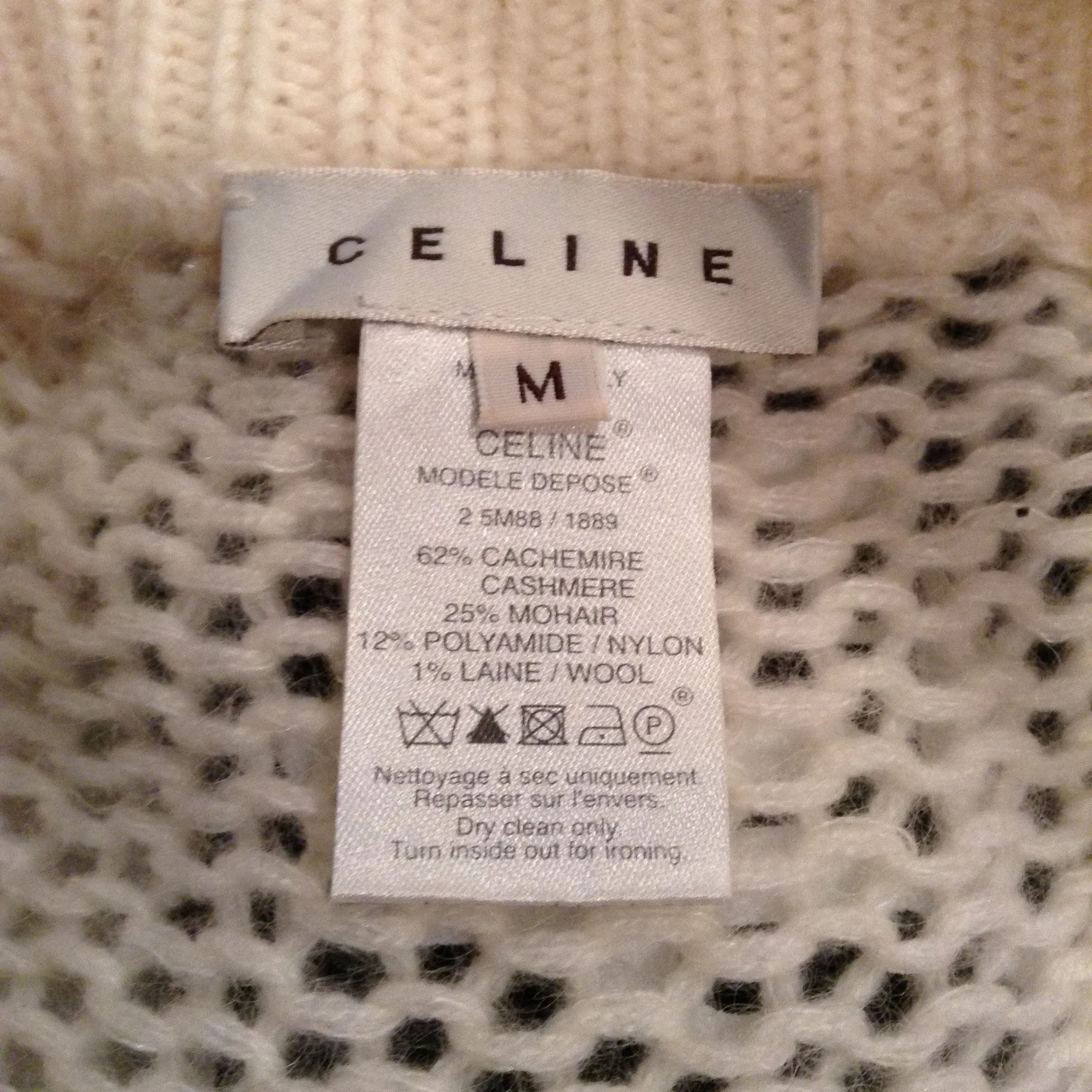 Celine - White Knit Zip Up Sweater - M