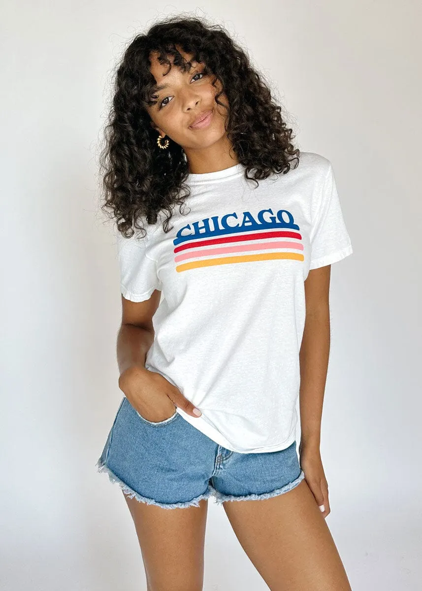 Chicago Retro Stripe Tee - Blue Combo