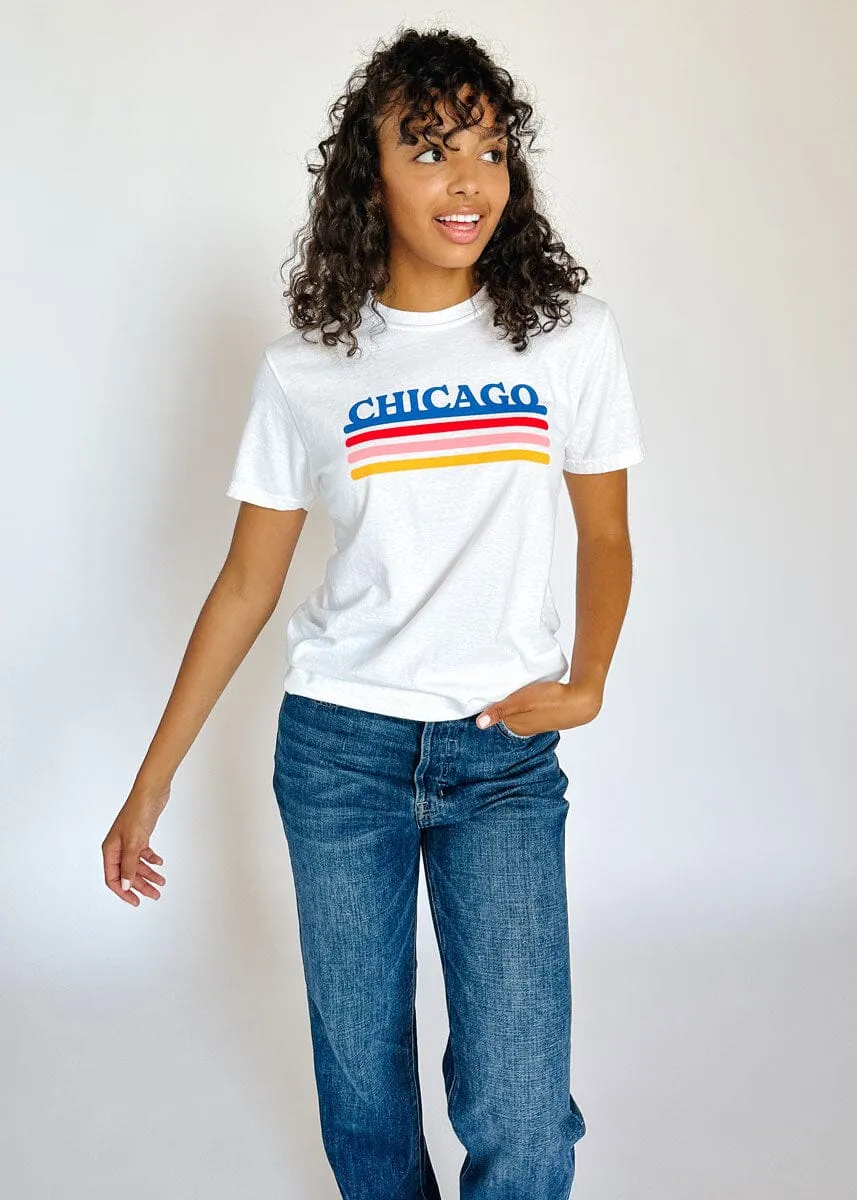 Chicago Retro Stripe Tee - Blue Combo