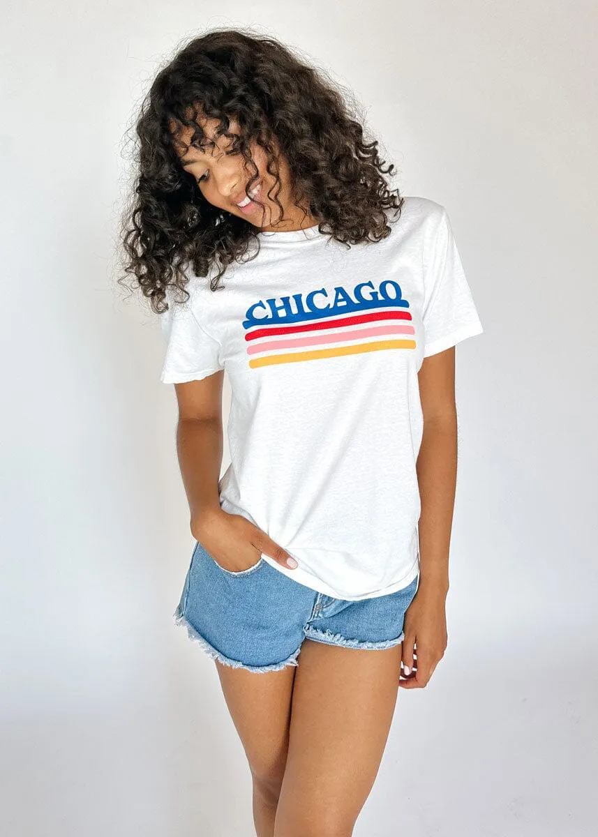Chicago Retro Stripe Tee - Blue Combo