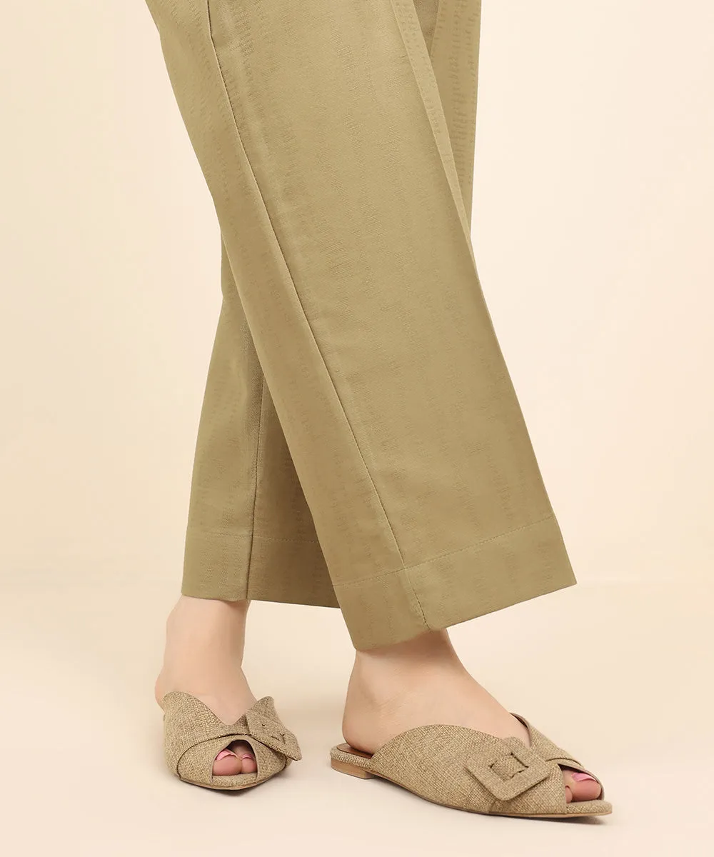 Cotton Jacquard Straight Pants