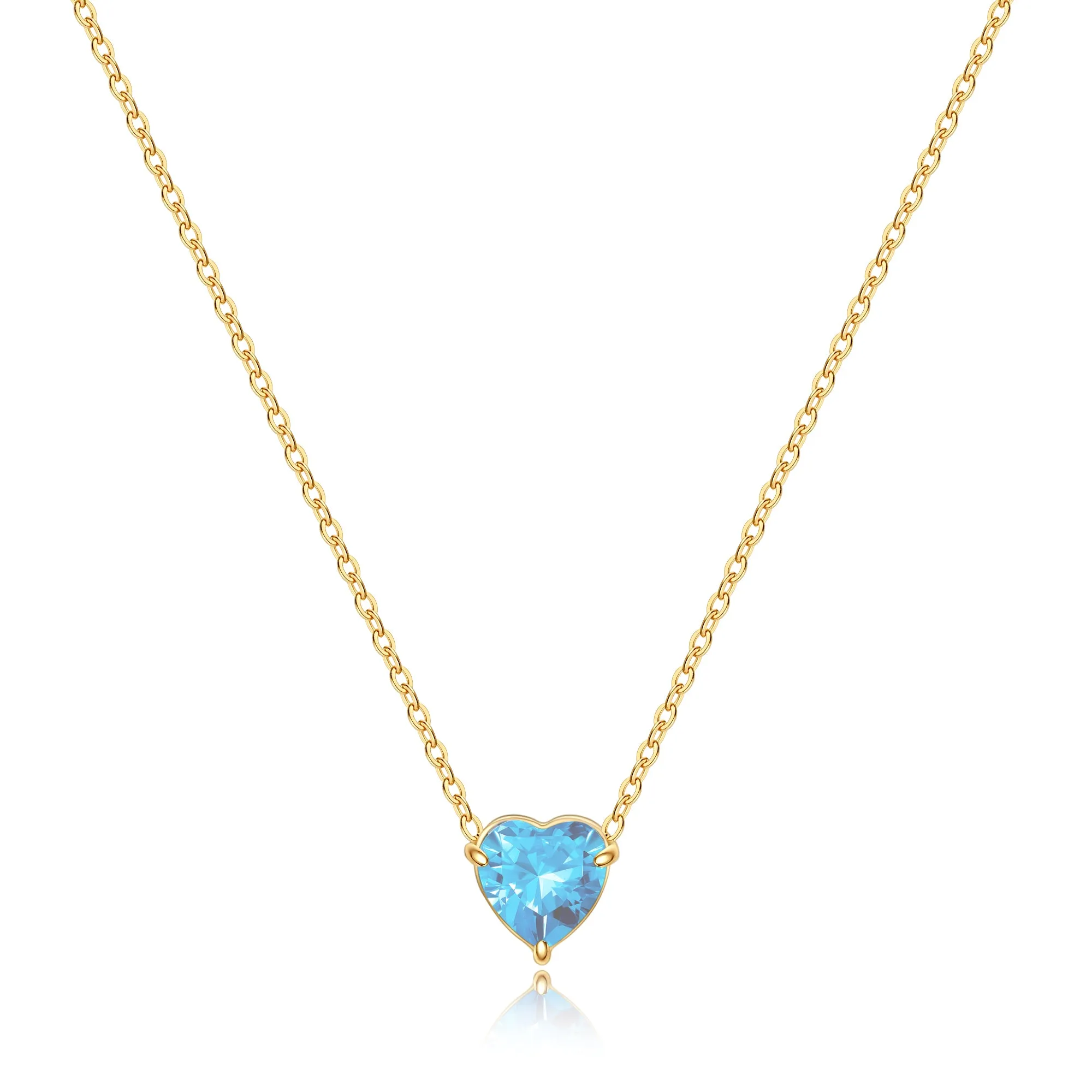 Dainty Birthstone Heart Necklace