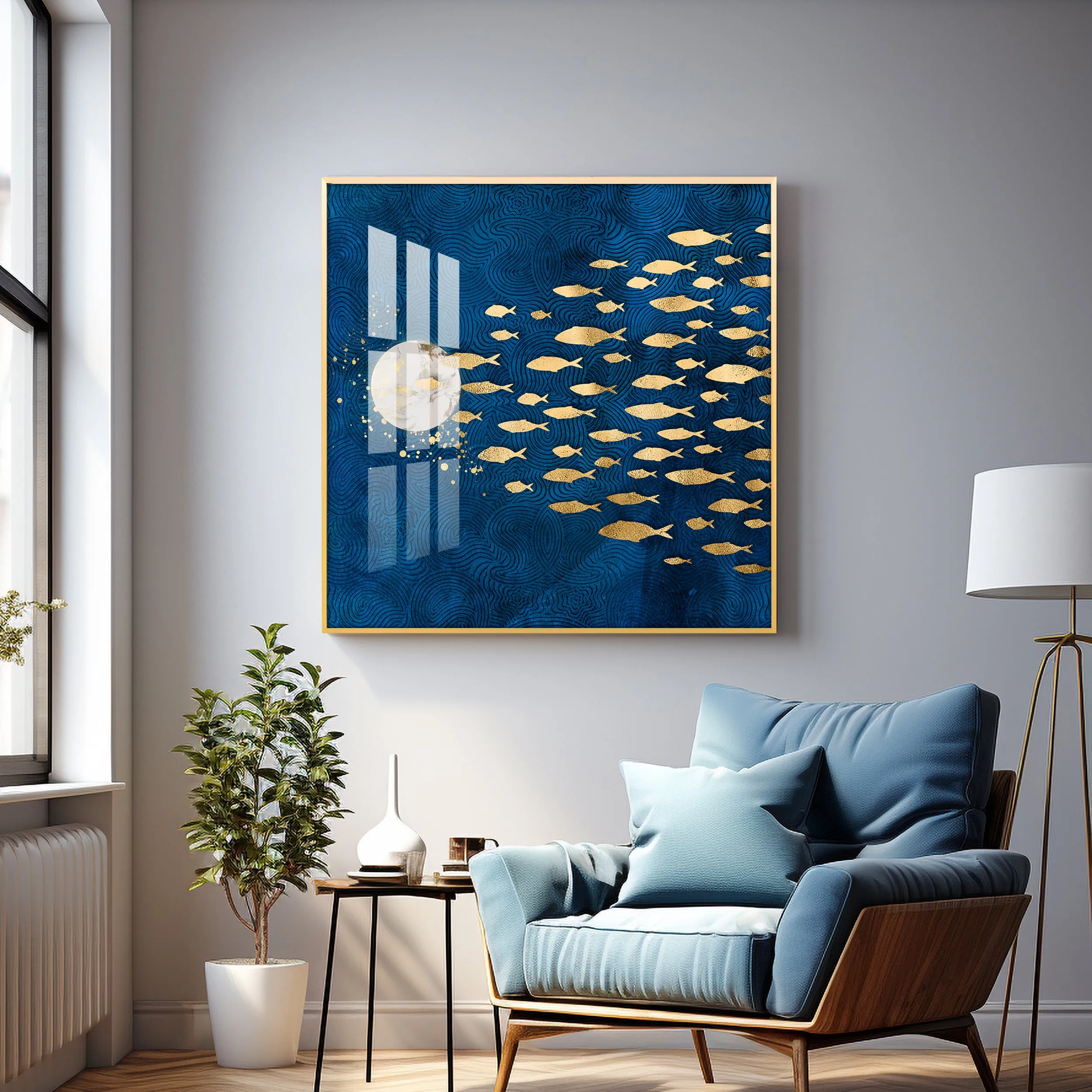 Deep Into The Ocean Luxury Crystal Square Wall Art
