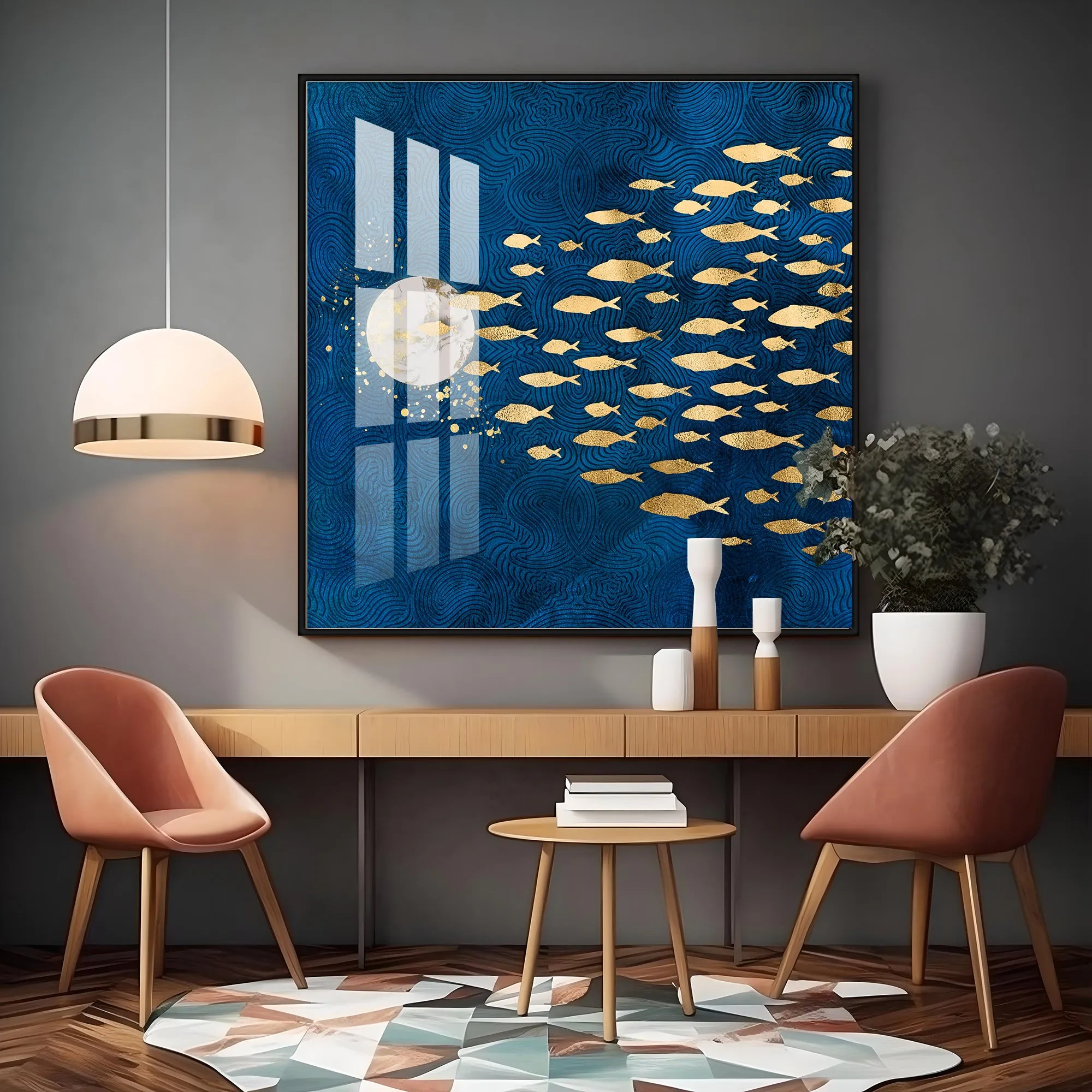 Deep Into The Ocean Luxury Crystal Square Wall Art