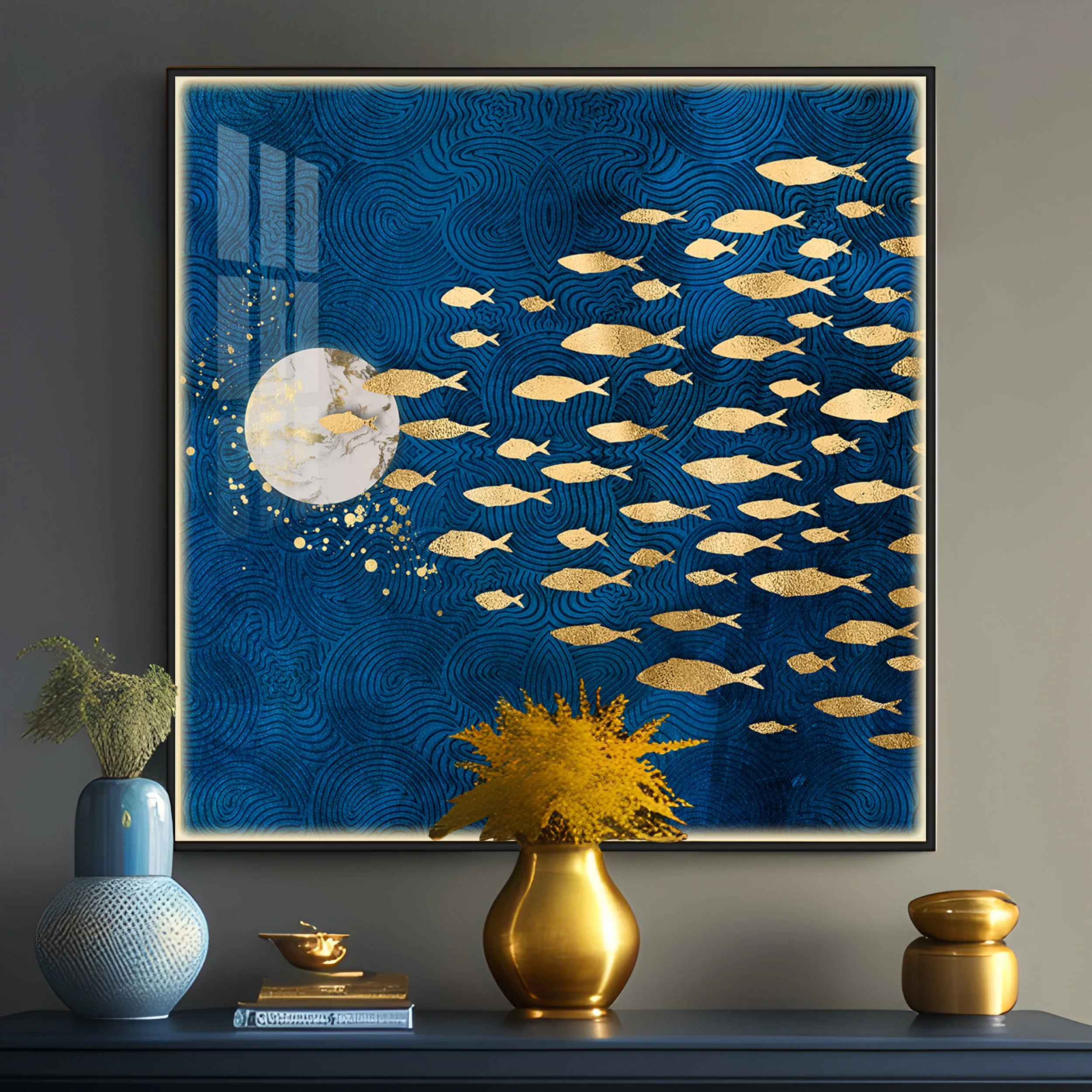 Deep Into The Ocean Luxury Crystal Square Wall Art