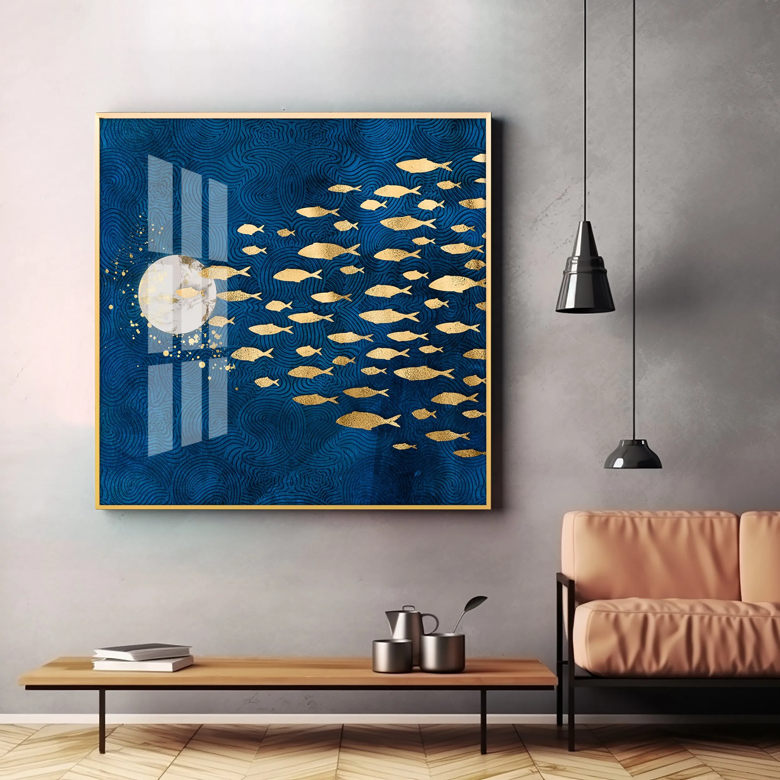 Deep Into The Ocean Luxury Crystal Square Wall Art