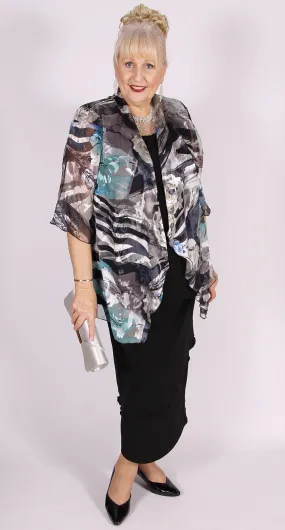 Deluxe Silk Waterfall Jacket Aqua|Sapphire