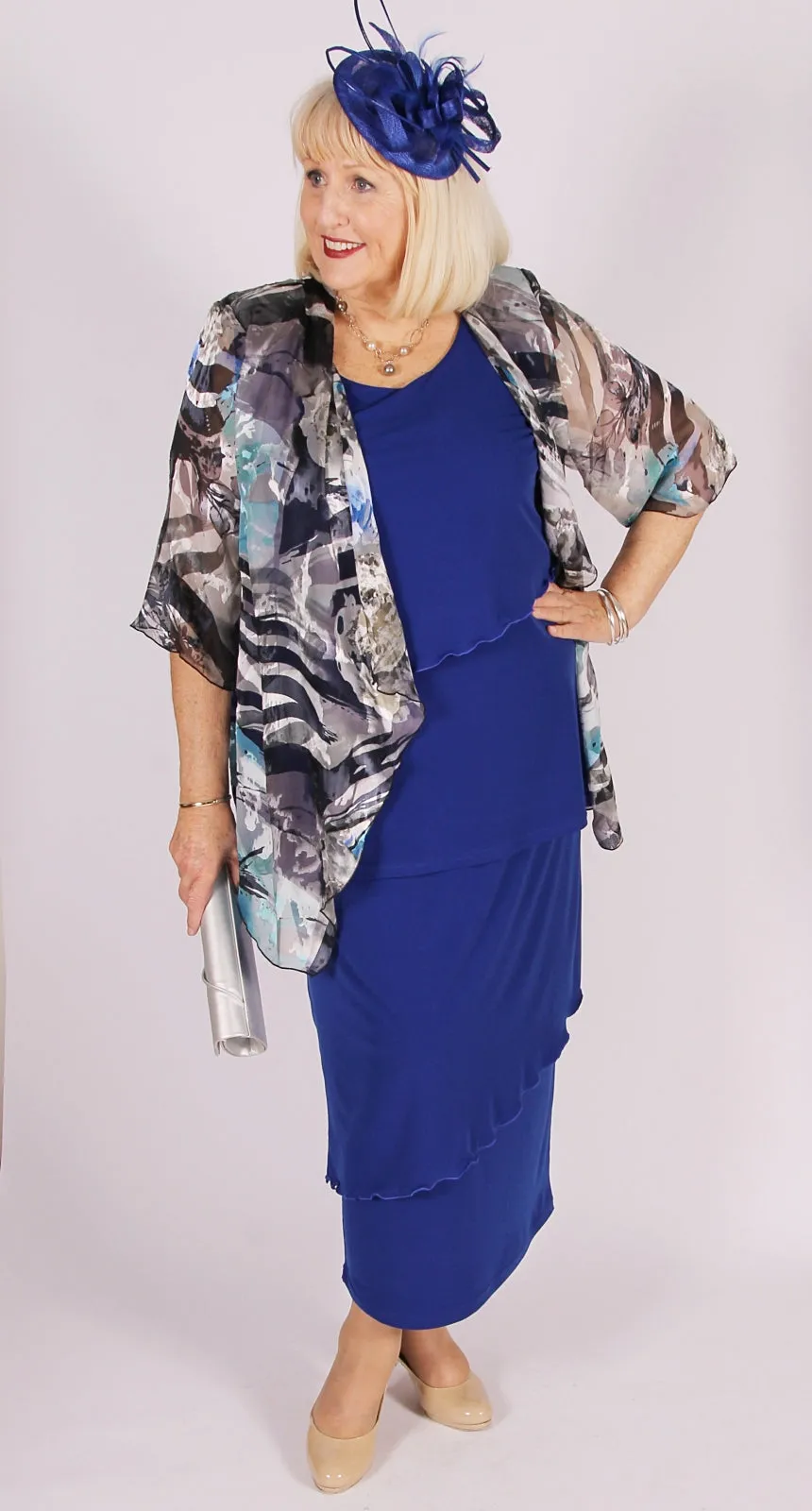 Deluxe Silk Waterfall Jacket Aqua|Sapphire