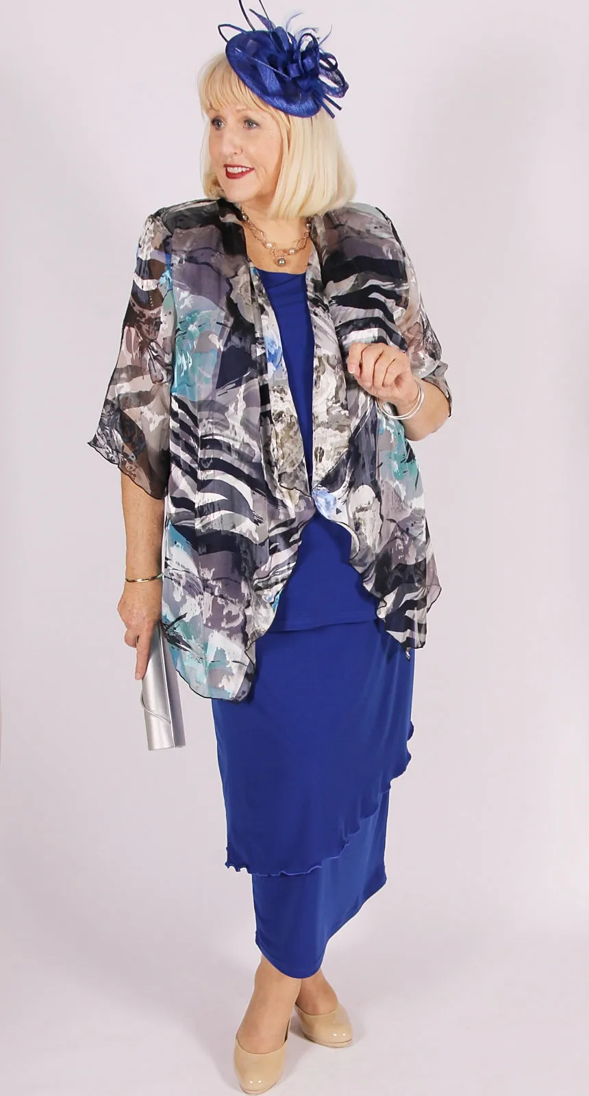 Deluxe Silk Waterfall Jacket Aqua|Sapphire