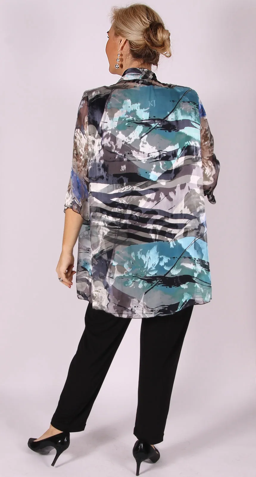 Deluxe Silk Waterfall Jacket Aqua|Sapphire