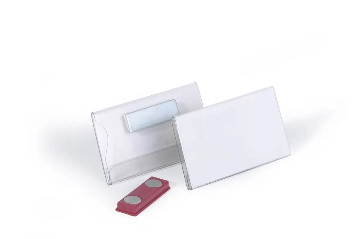 Durable Conference Magnet Name Tag Badge Holders   Inserts | 25 Pack | 40 x 75mm