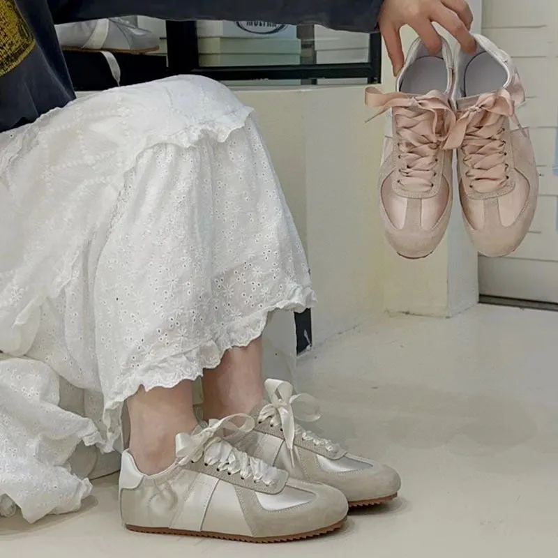 European Lambskin Satin Shoes 2024 Spring New National Style Round Toe Soft Sole Shoes