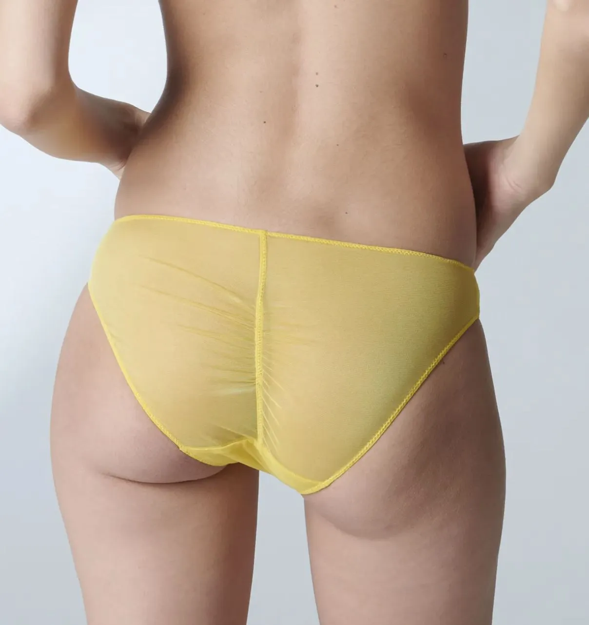 Fringed lace & mesh brief [Sunflower]