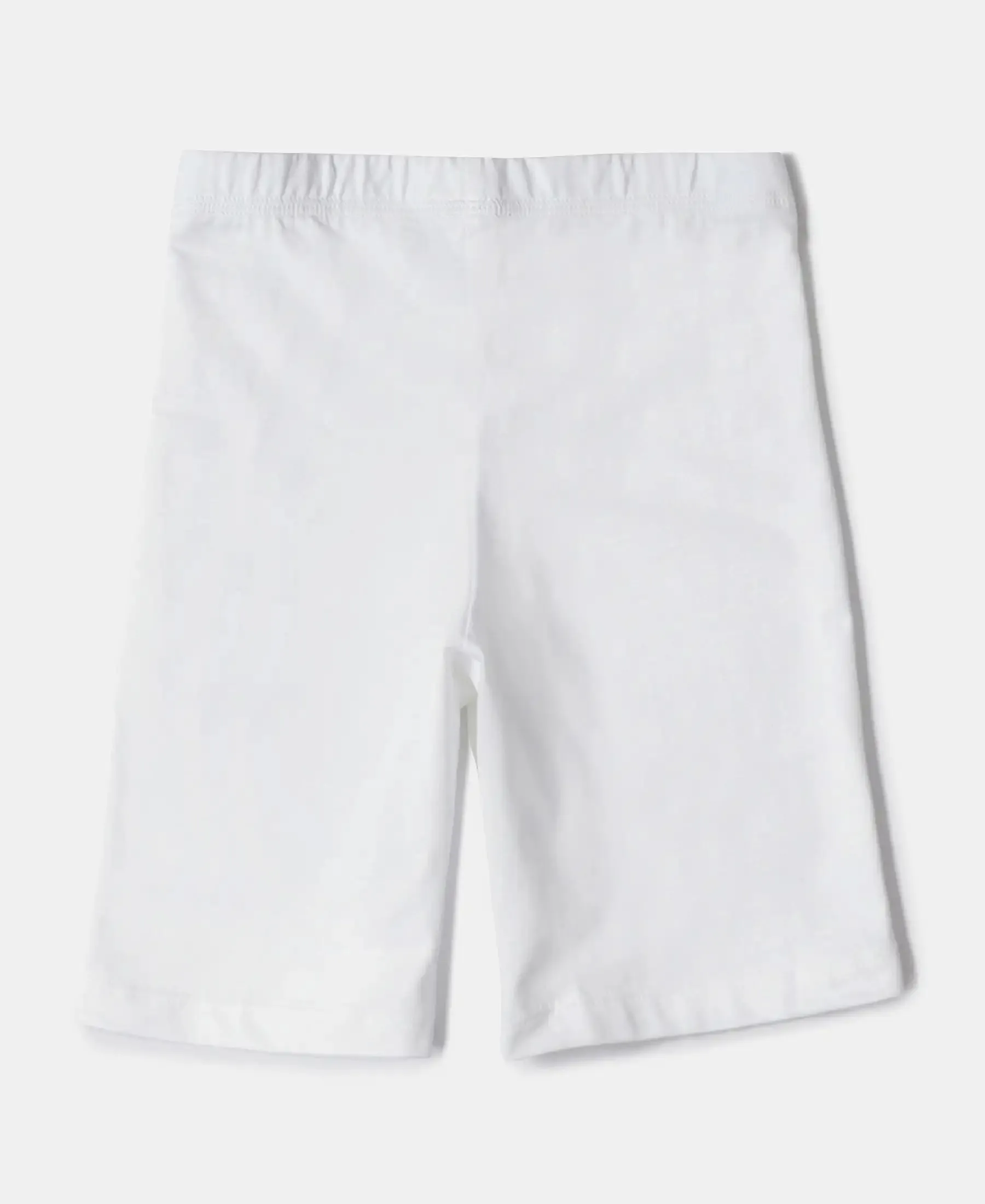 Girl's Super Combed Cotton Elastane Stretch Shorties with Ultrasoft Waistband - White (Pack of 2)