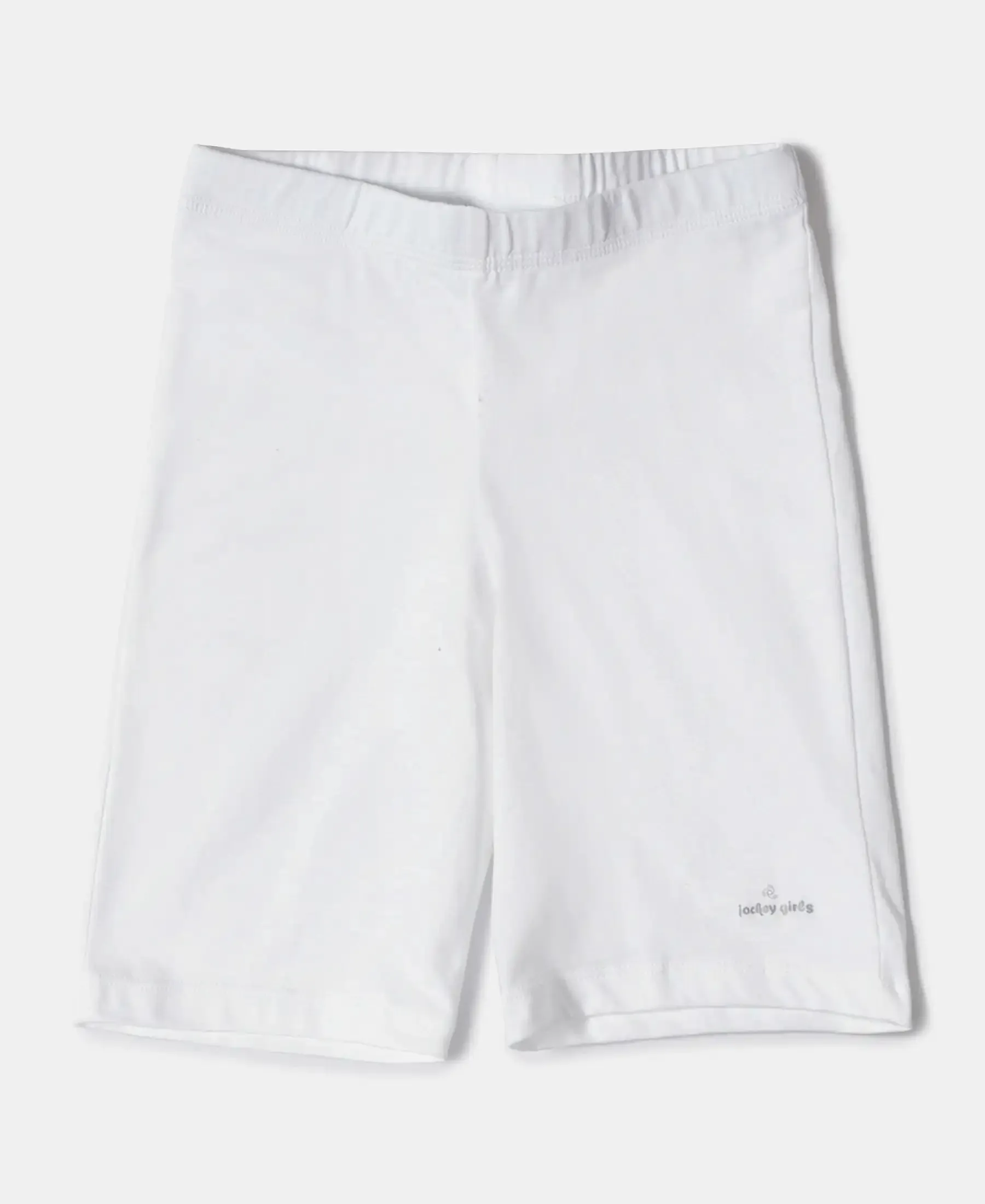 Girl's Super Combed Cotton Elastane Stretch Shorties with Ultrasoft Waistband - White (Pack of 2)