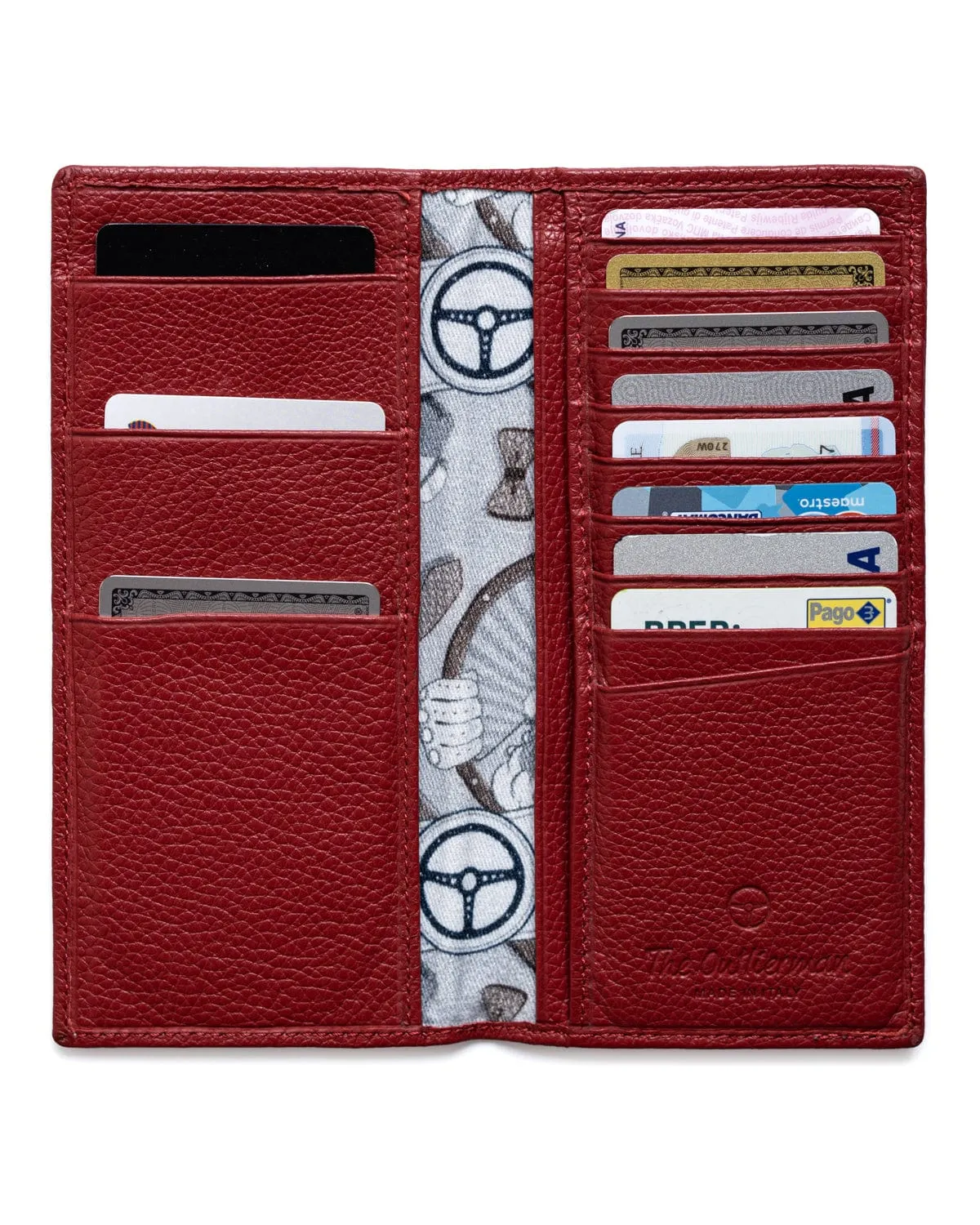GLOBETROTTER - Full-grain Leather Long Wallet - Red