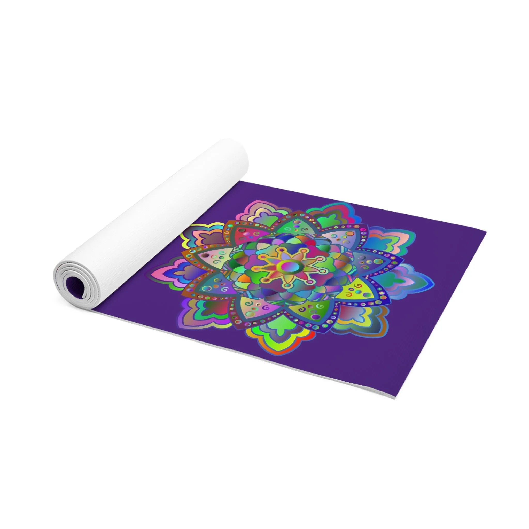 Hand-Drawn Purple Mandala Yoga Mat - Mandala Design, Handmade Art