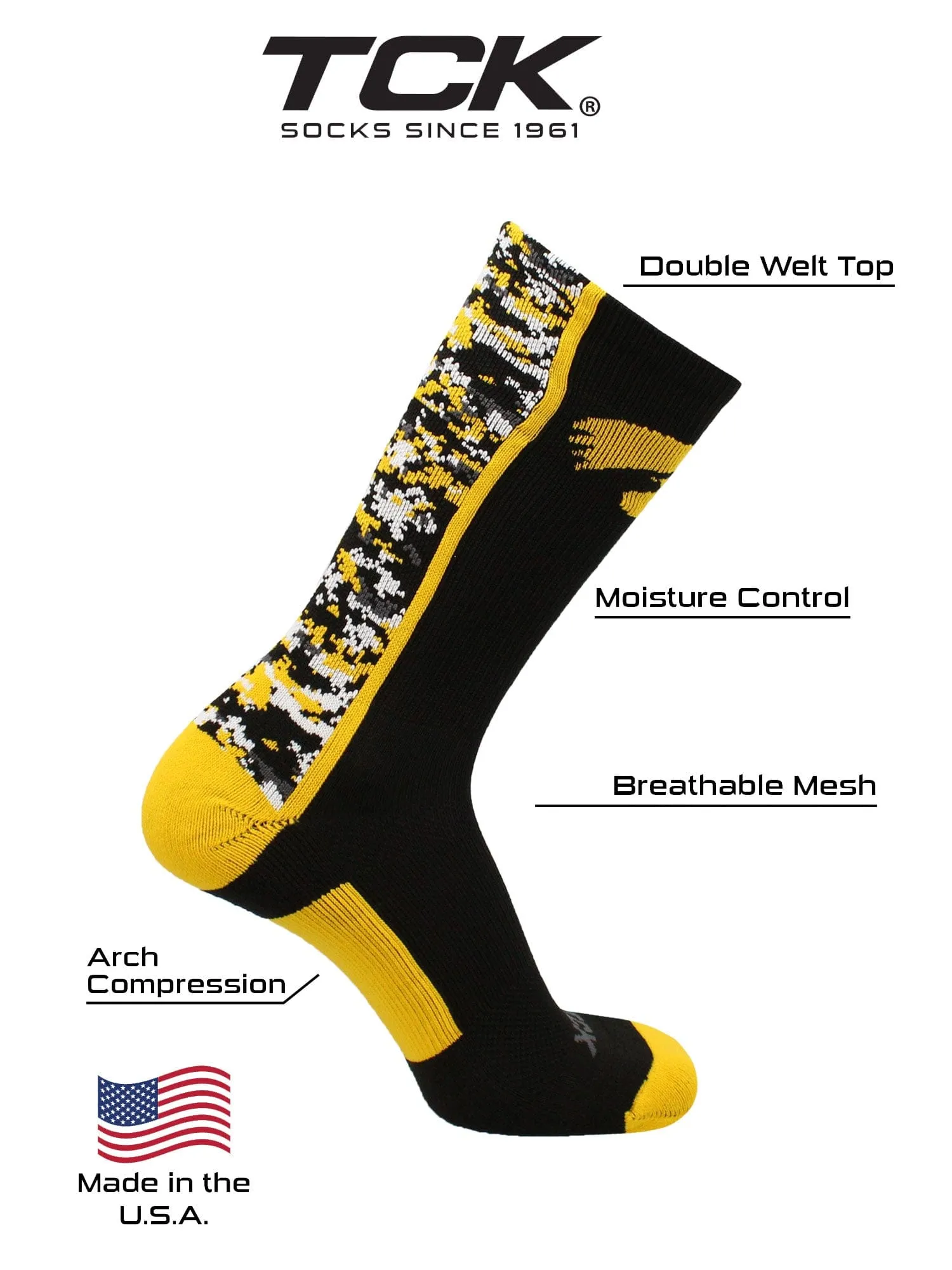 Iowa Hawkeyes Socks Digital Camo Crew