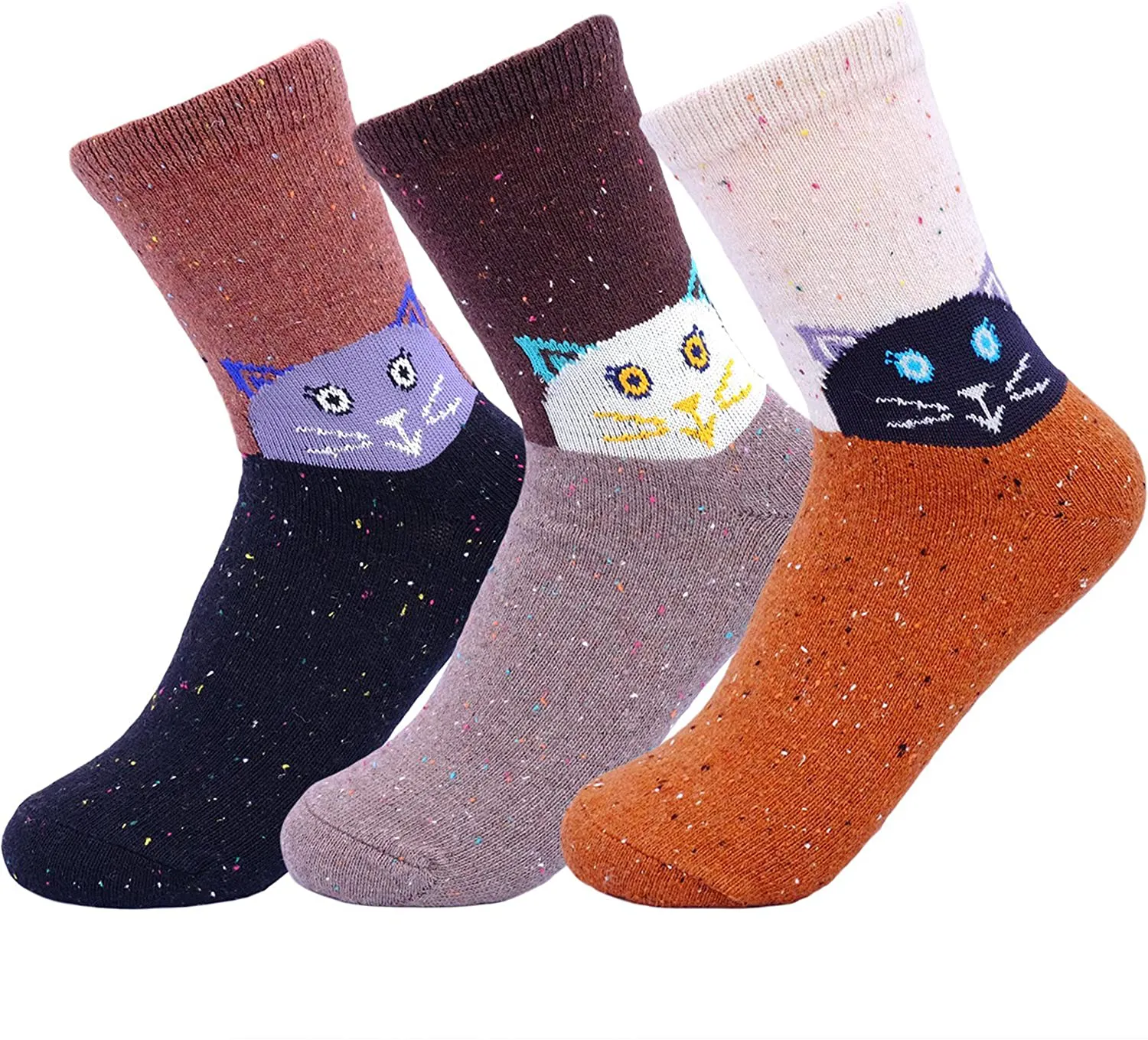 JOYCA & Co. 3-5 Pairs Womens Multicolor Fashion Warm Wool Cotton Thick Winter Crew Socks