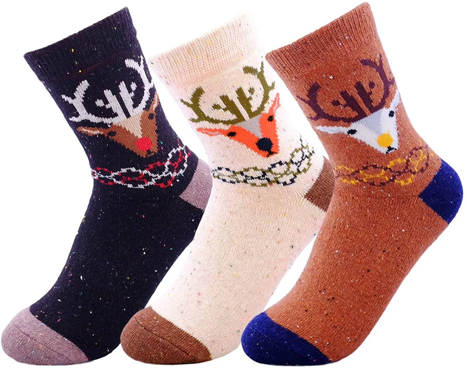 JOYCA & Co. 3-5 Pairs Womens Multicolor Fashion Warm Wool Cotton Thick Winter Crew Socks