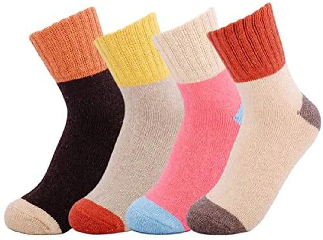 JOYCA & Co. 3-5 Pairs Womens Multicolor Fashion Warm Wool Cotton Thick Winter Crew Socks