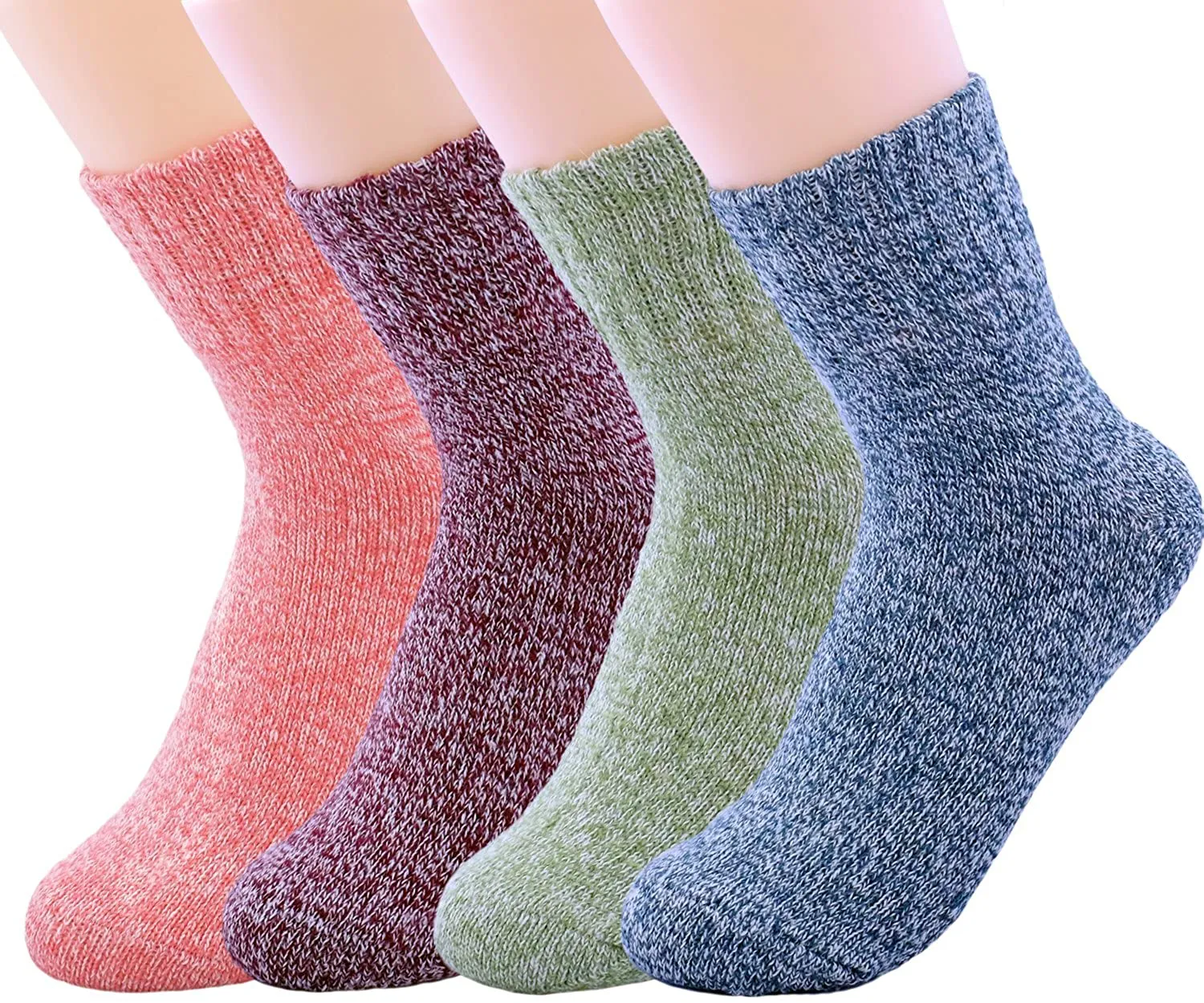 JOYCA & Co. 3-5 Pairs Womens Multicolor Fashion Warm Wool Cotton Thick Winter Crew Socks