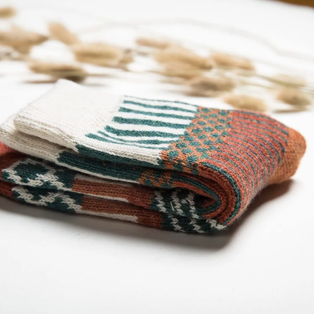 JOYCA & Co. 3-5 Pairs Womens Multicolor Fashion Warm Wool Cotton Thick Winter Crew Socks