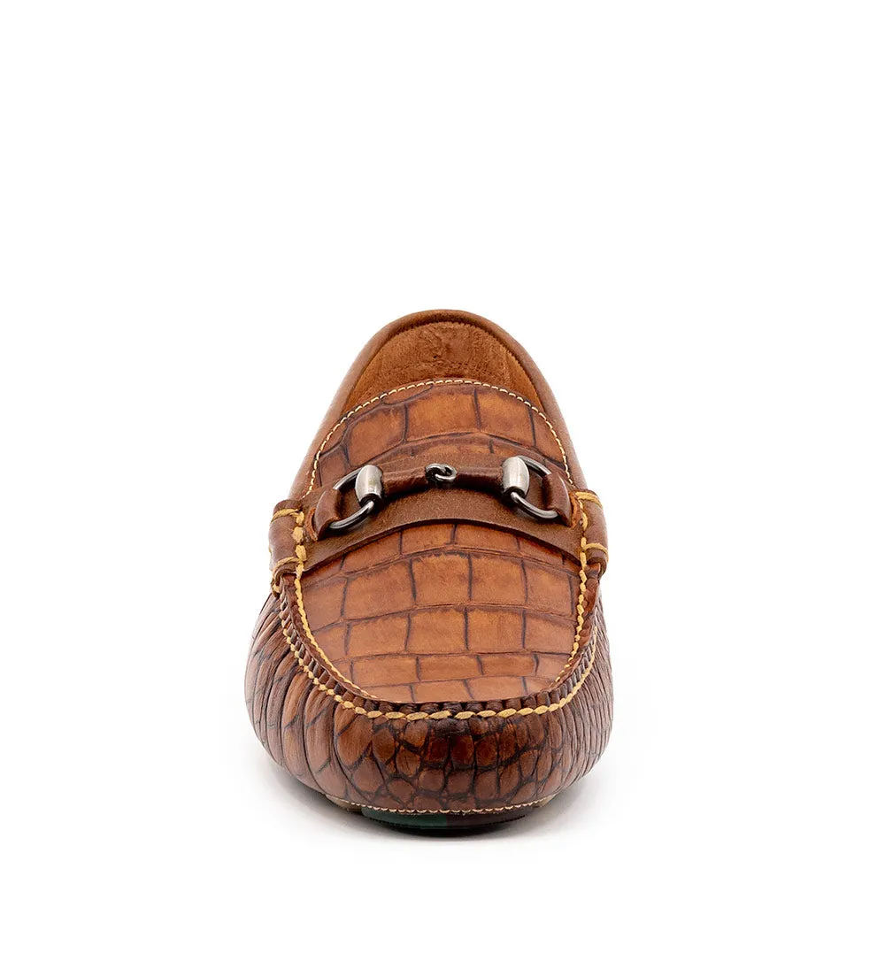 Martin Dingman Alligator Grain Loafers with Gunmetal Bit